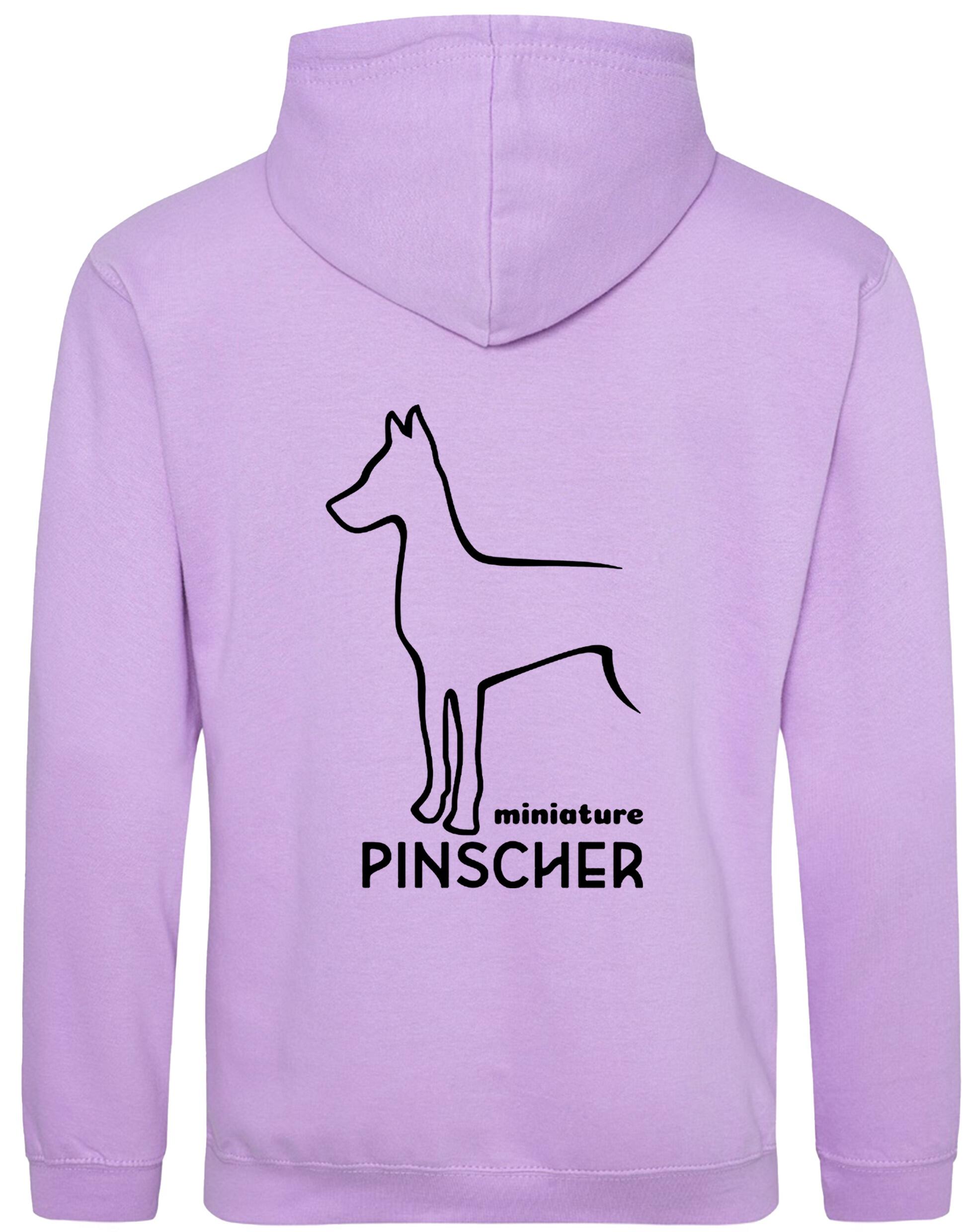 Miniature Pinscher Pullover Hoodie with fleece lining, exclusive breed artwork, and personalisation options for stylish comfort.