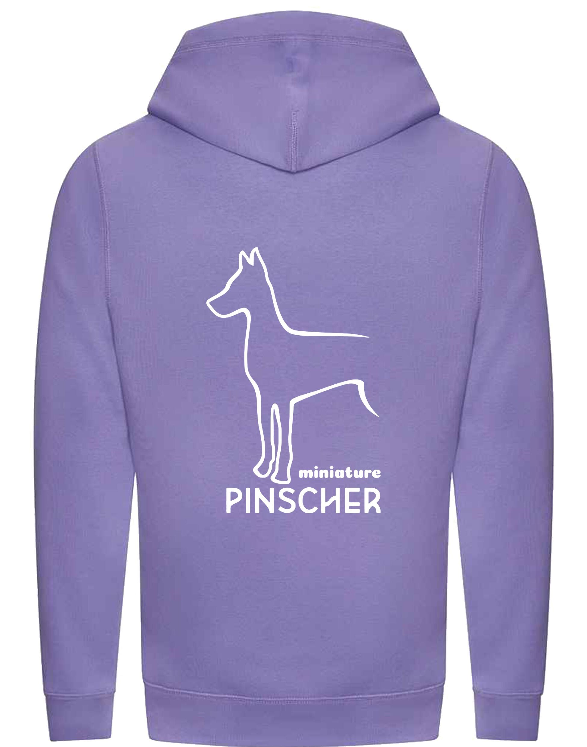 Miniature Pinscher Crossneck Pullover Hoodie with exclusive breed design, soft fleece lining, and modern crossneck style.