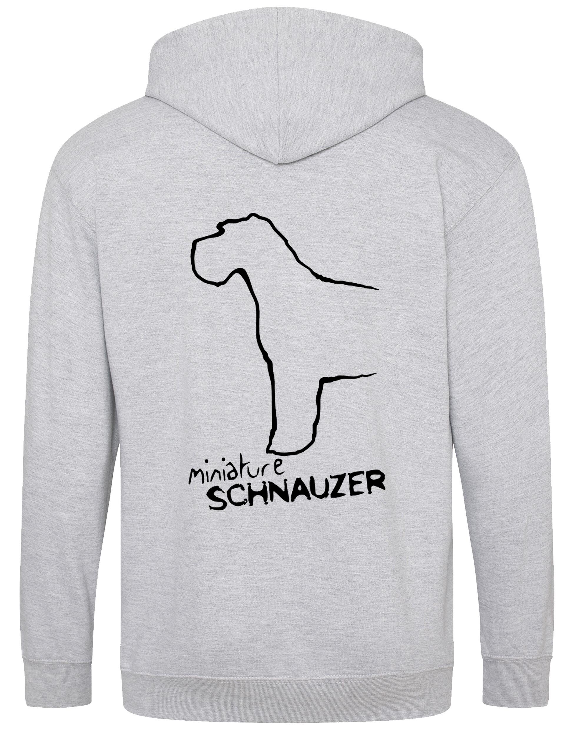 Miniature Schnauzer Zipped Hoodie with exclusive breed artwork, full-zip design, and cosy fleece lining for dog lovers.