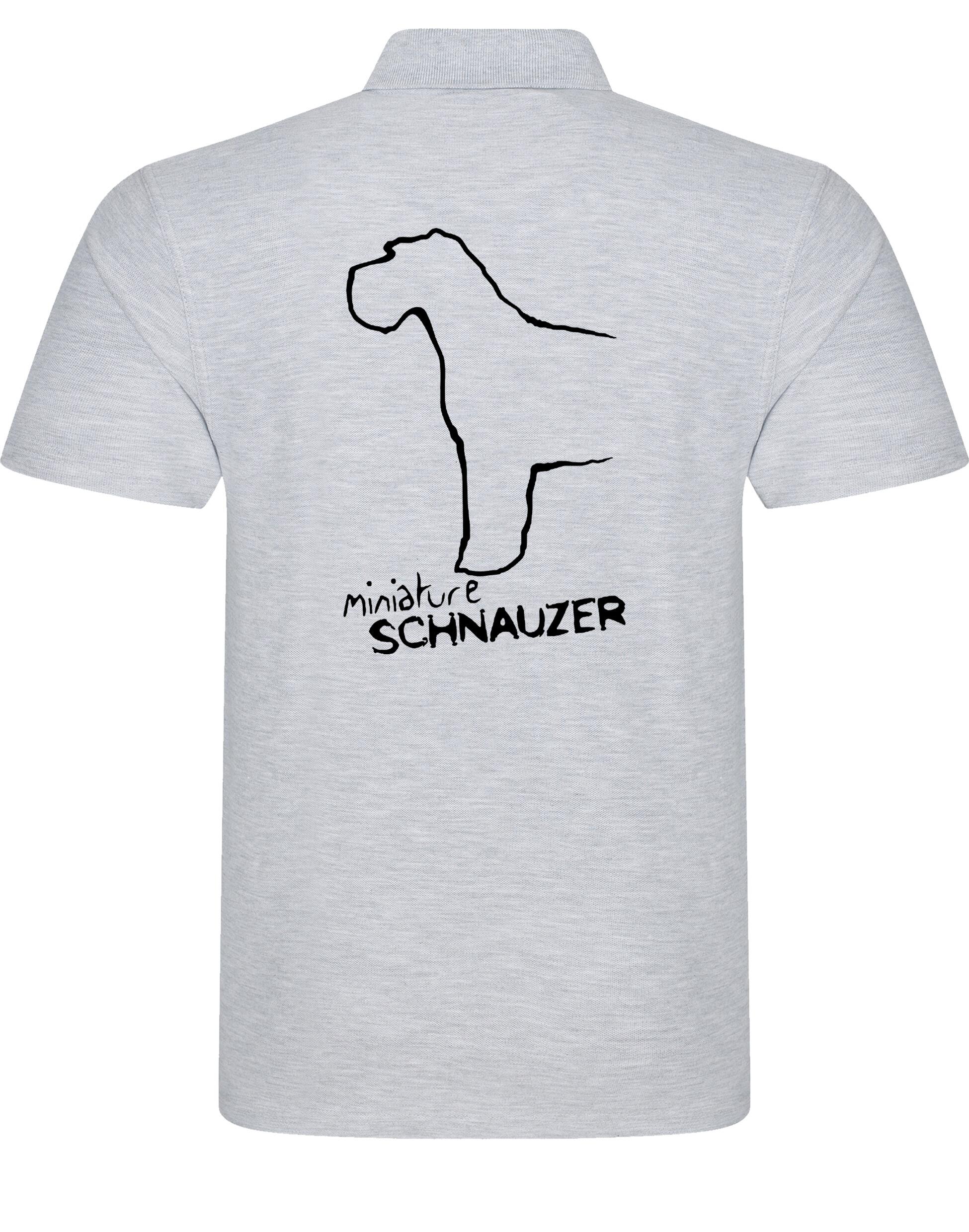 Miniature Schnauzer Unisex Cotton Polo featuring exclusive breed artwork, breathable cotton fabric, and a relaxed fit for comfort and style.