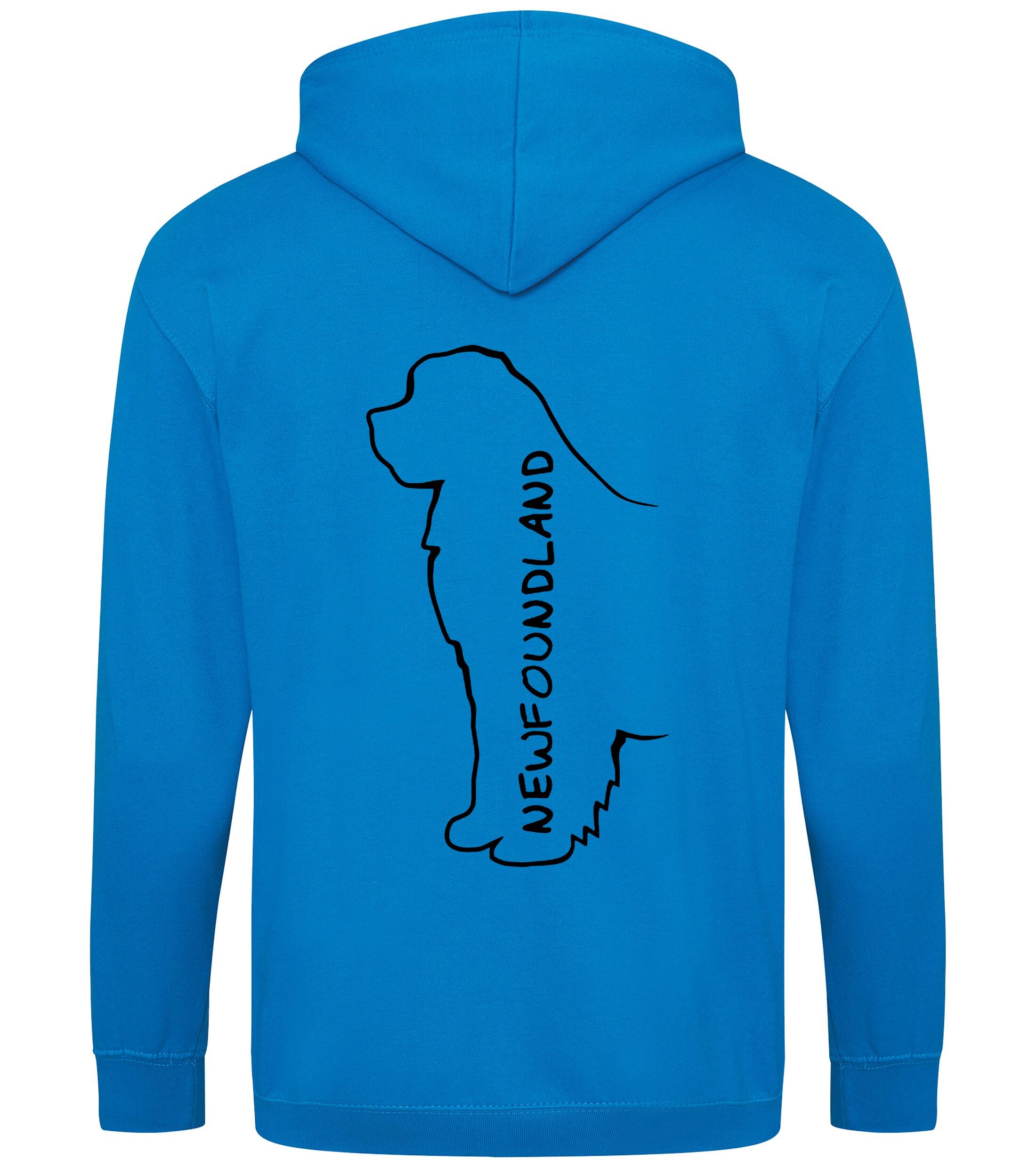 Newfoundland Zipped Hoodie featuring exclusive breed artwork, full-zip design, and customisable details, crafted from durable heavy-blend fabric with a cosy brushed fleece interior.