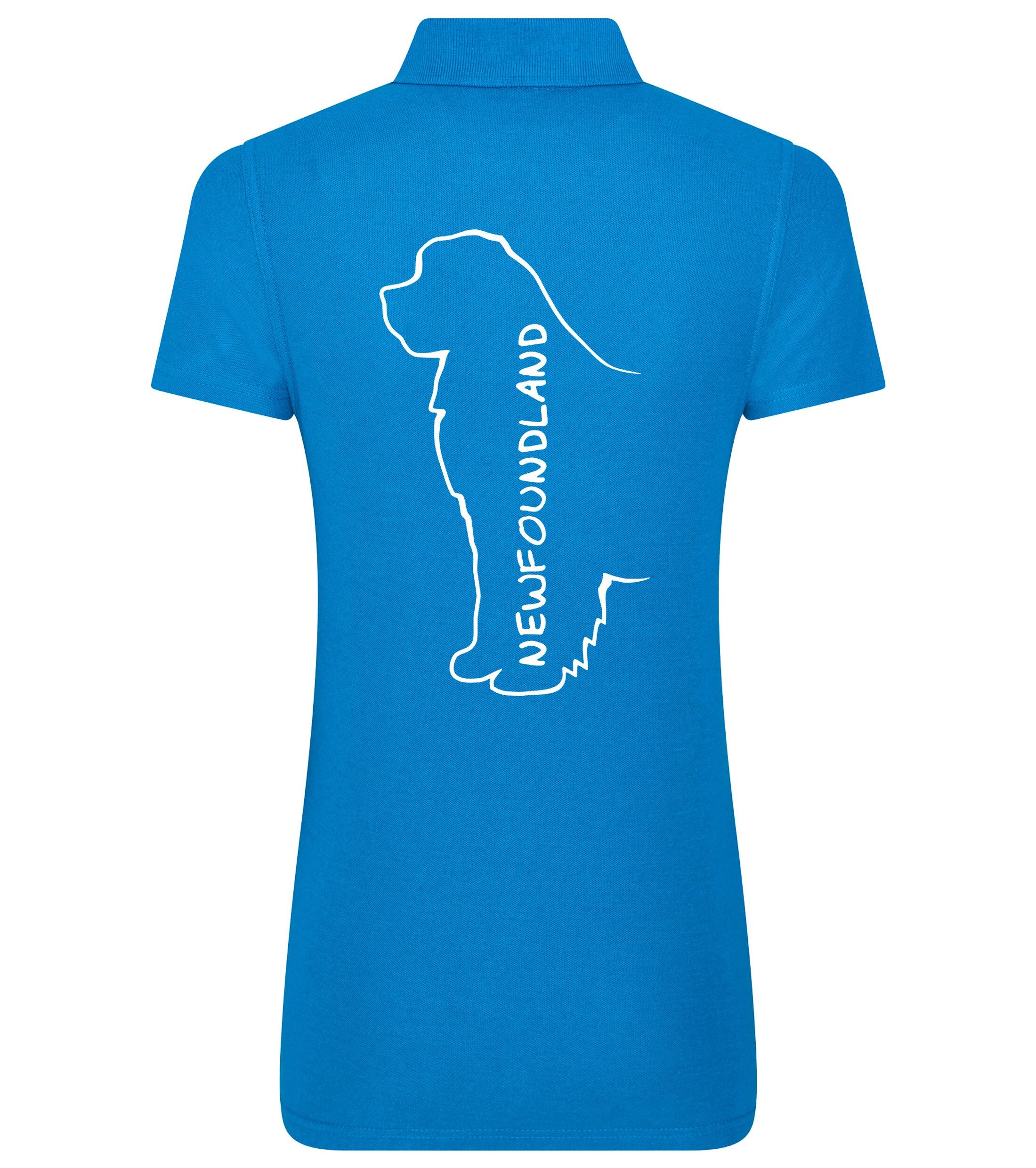 Women's Cotton Polo featuring exclusive Newfoundland dog breed design on the back, crafted from breathable, soft premium cotton with a flattering feminine fit, perfect for casual outings, dog events, and everyday comfort.