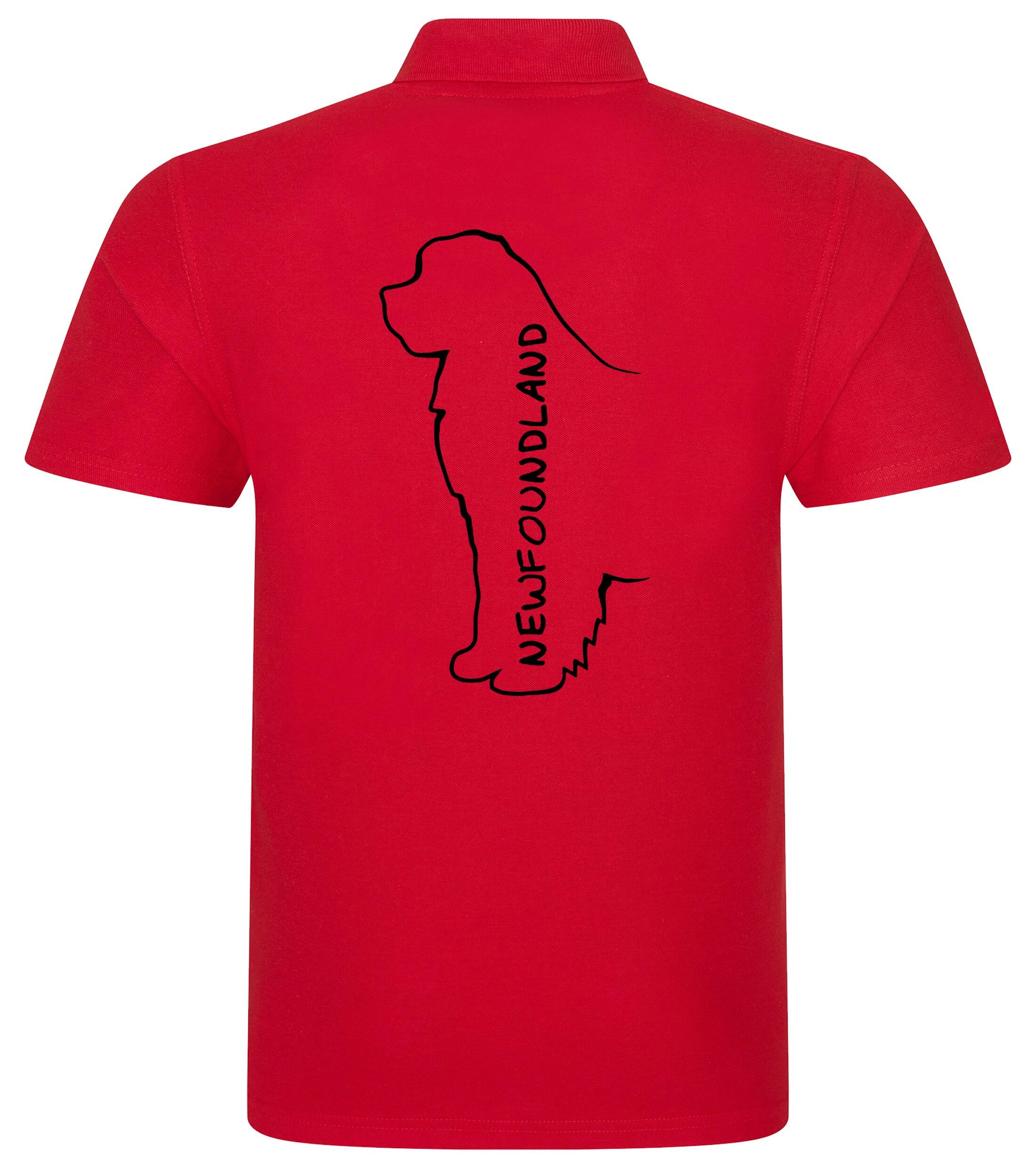 Unisex Cotton Polo featuring exclusive Newfoundland dog breed design on the back, crafted from breathable, soft premium cotton with a relaxed fit, perfect for casual outings, dog events, and everyday comfort.