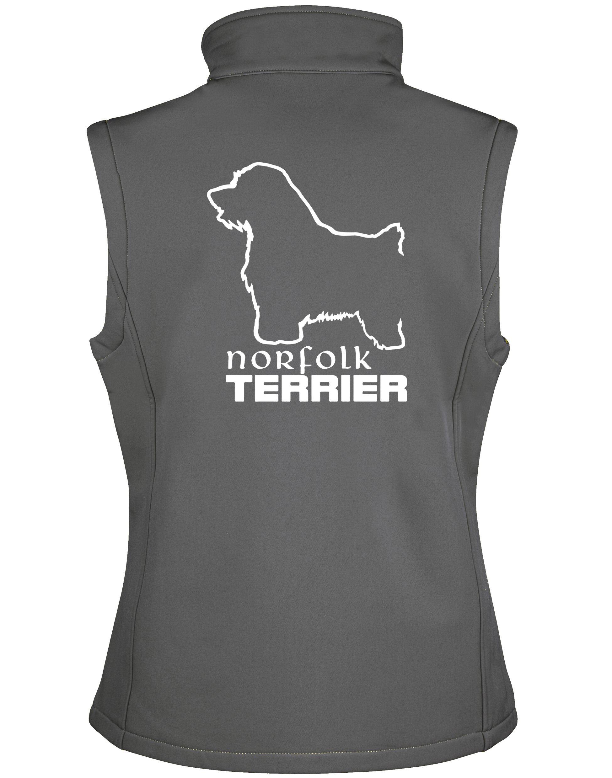 Women’s Softshell Jacket featuring exclusive Norfolk Terrier breed artwork, crafted with water-resistant fabric and a fleece lining for warmth, perfect for dog shows, outdoor adventures, and everyday wear.