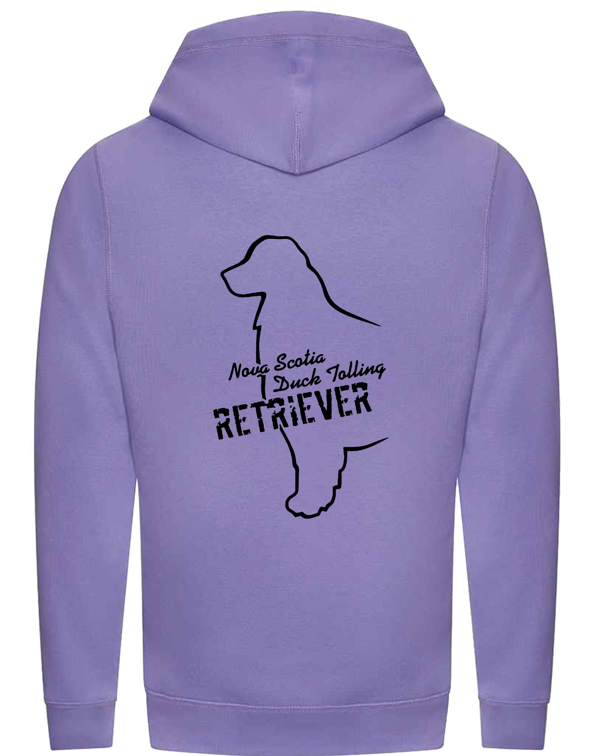 Nova Scotia Duck Tolling Retriever crossneck pullover hoodie featuring a detailed breed design on the back. Soft and breathable heavy-blend fabric with a cozy fleece lining, spacious kangaroo pocket, and ribbed cuffs for a stylish and functional fit. Perfect for dog lovers, outdoor adventures, and everyday wear.