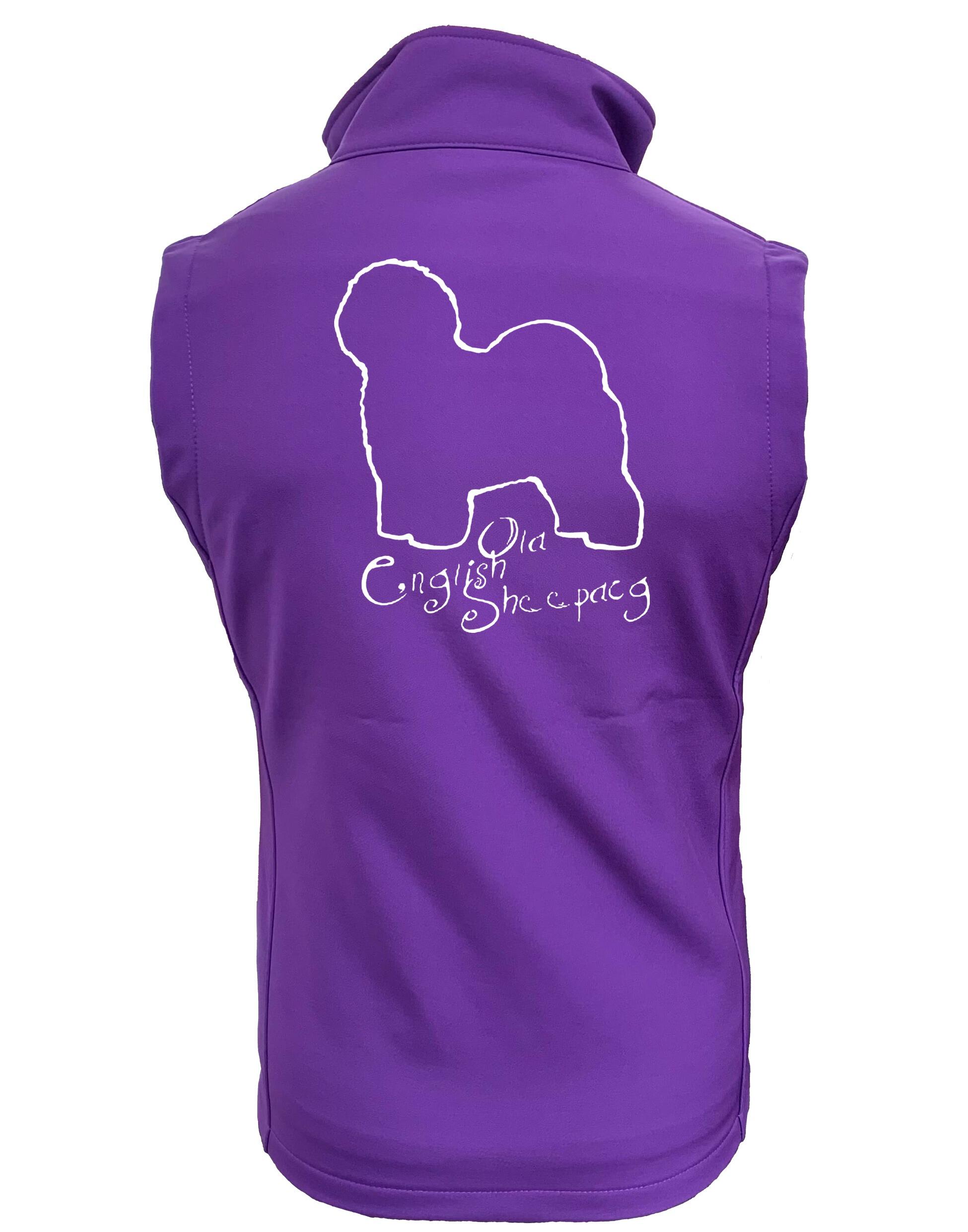 Old English Sheepdog Unisex Softshell Gilet – water-resistant, fleece-lined, and featuring exclusive breed artwork. Ideal for outdoor adventures, dog walking, and everyday wear.