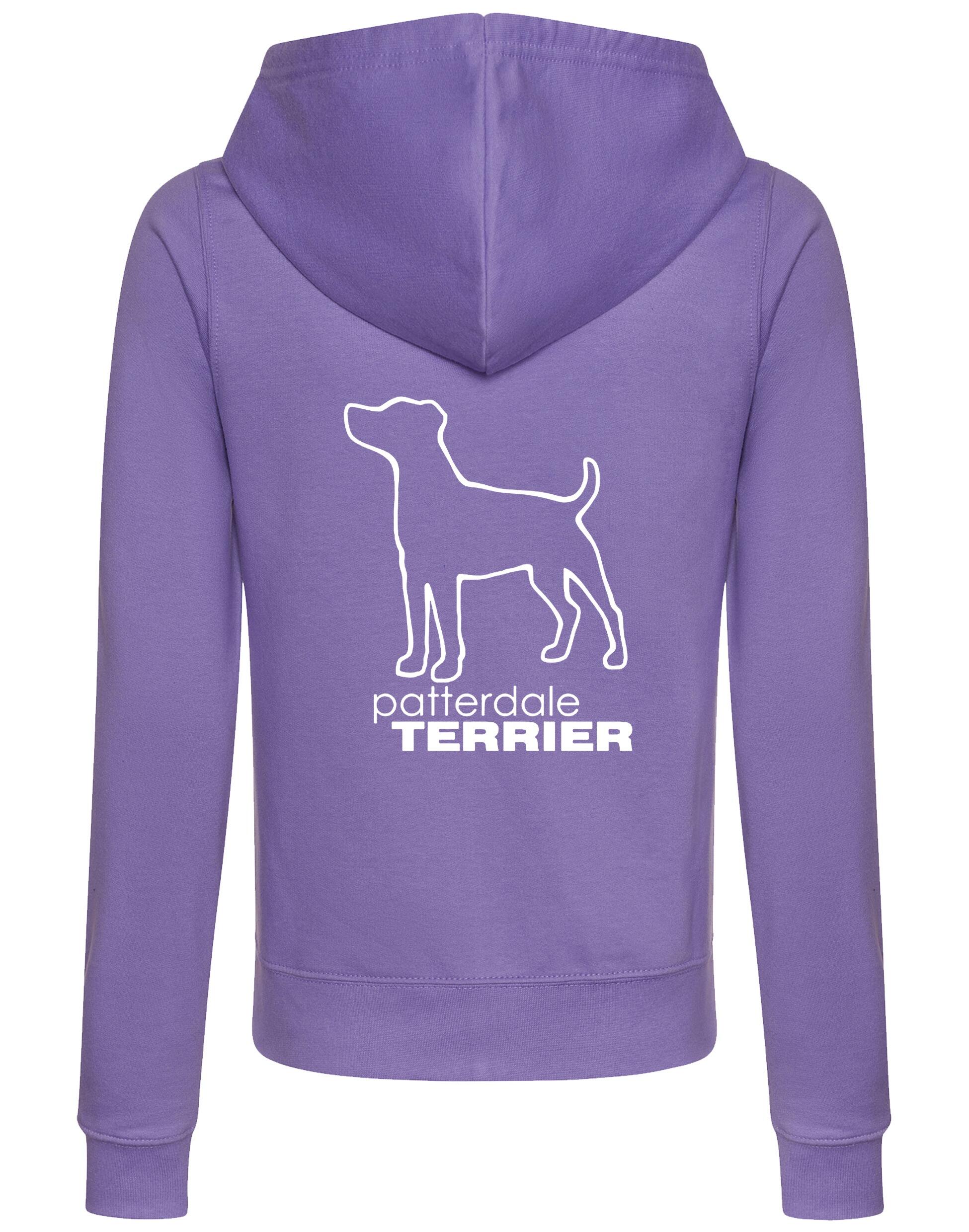 Patterdale Terrier Women’s Zipped Hoodie – lightweight yet cozy hoodie featuring exclusive breed artwork, full-zip closure, front pockets, and a comfortable hood, perfect for dog lovers and active lifestyles.