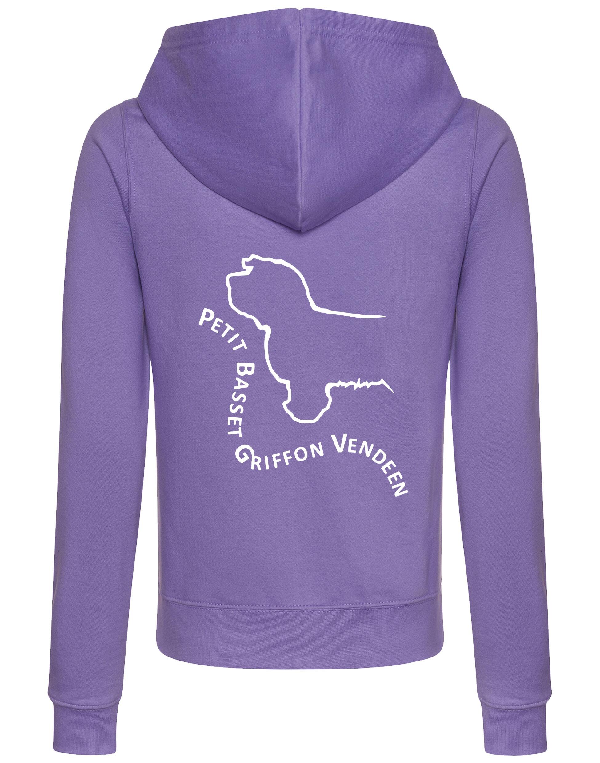 Petit Basset Griffon Vendéen Women’s Zipped Hoodie – lightweight and fleece-lined full-zip hoodie with exclusive breed artwork, cozy hood, and practical front pockets.