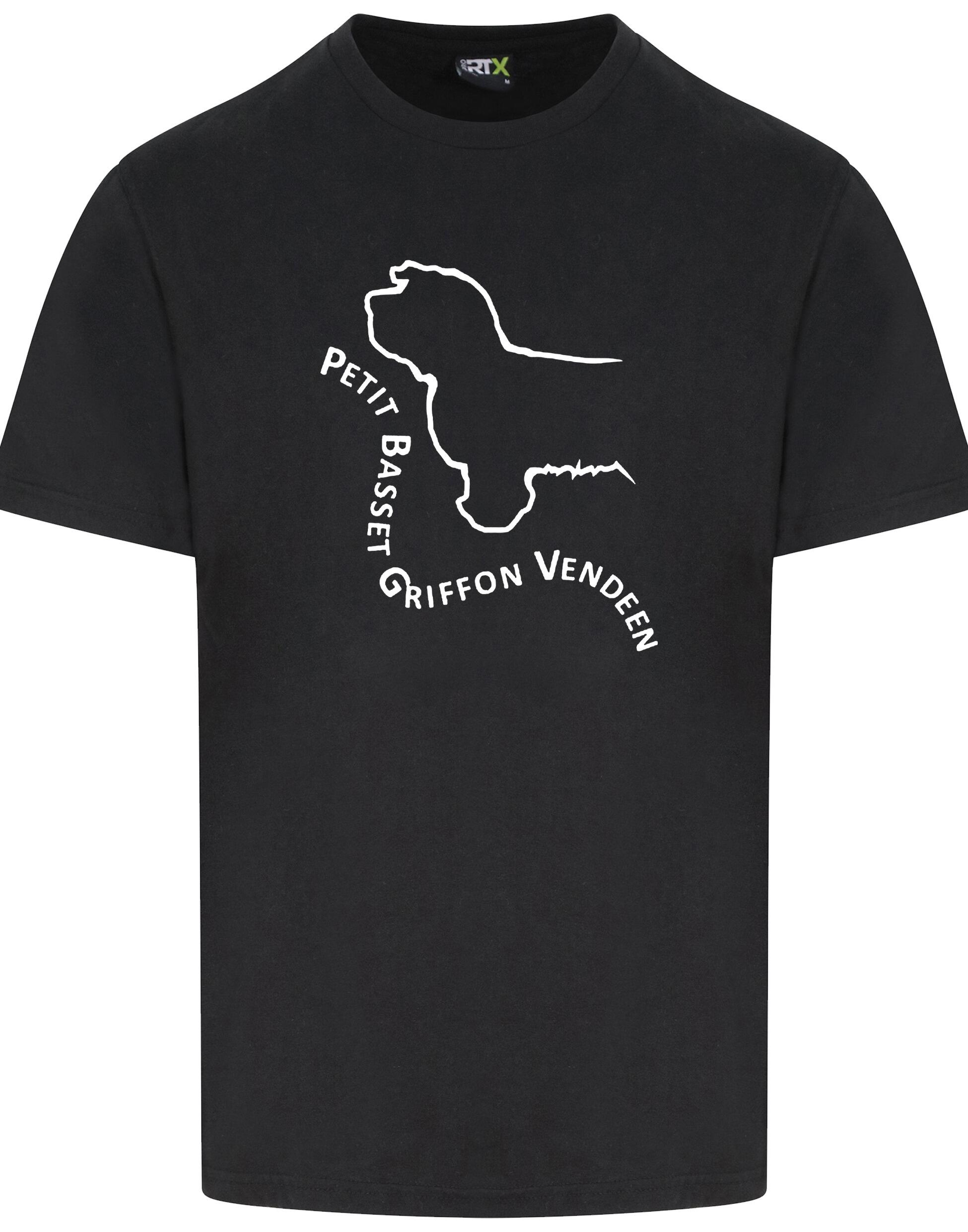 Petit Basset Griffon Vendéen Unisex Roundneck T-Shirt – premium cotton t-shirt with exclusive breed artwork, lightweight and breathable fabric, relaxed fit, and classic round neckline for casual comfort.