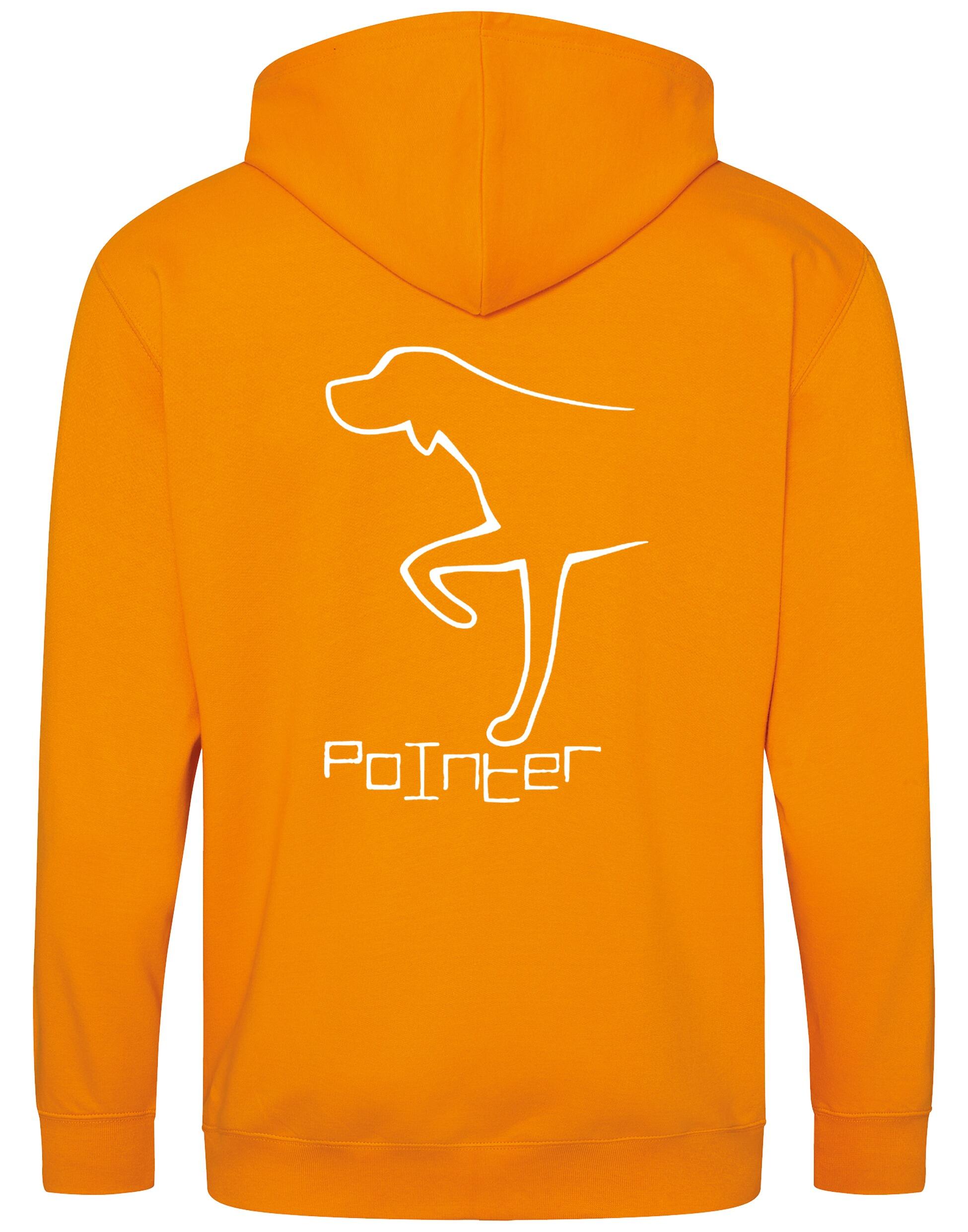 Pointer Zipped Hoodie – breathable, heavy-blend hoodie with full-zip closure, front pockets, double-fabric hood, and exclusive Pointer artwork, perfect for breed lovers and outdoor enthusiasts.