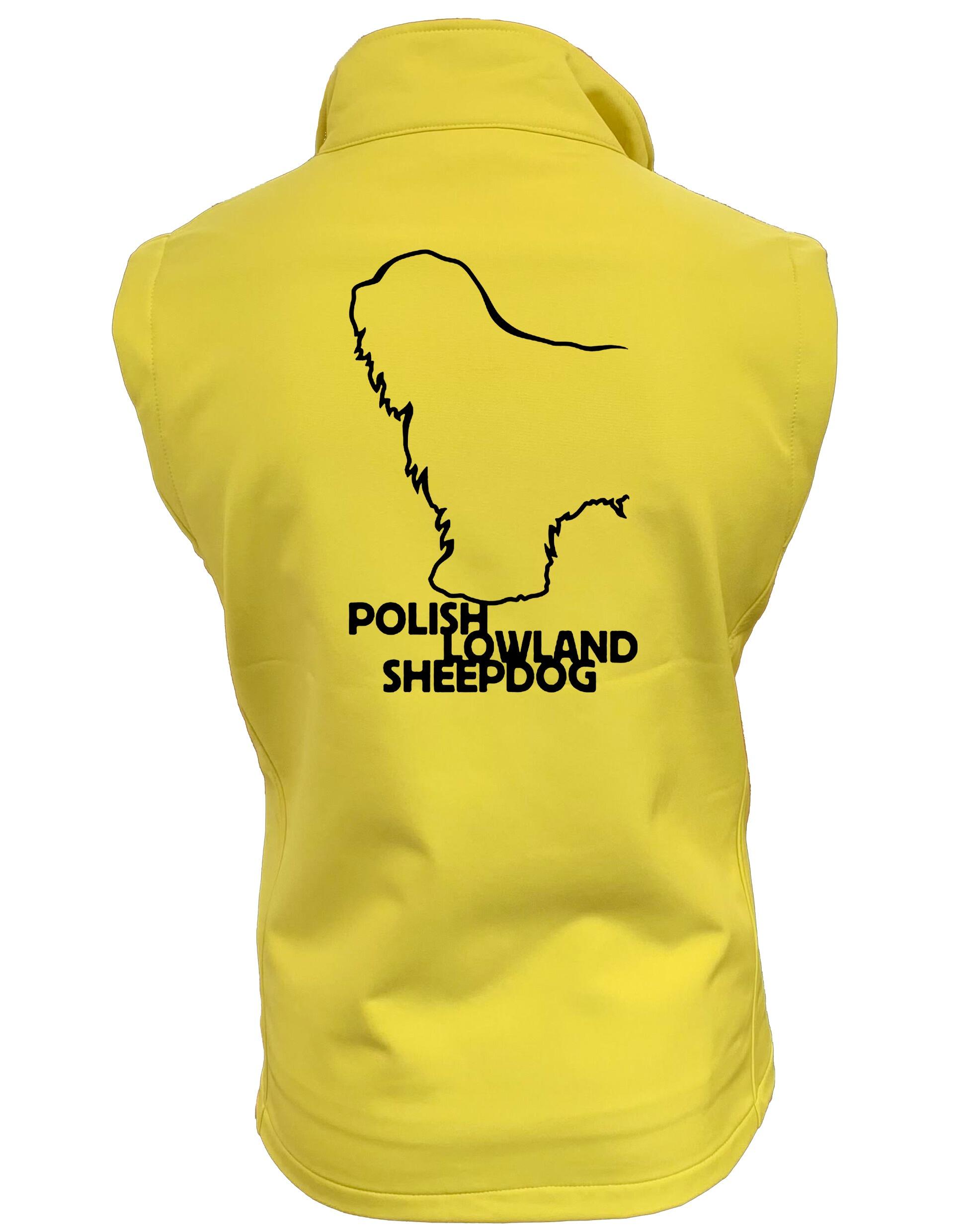 Polish Lowland Sheepdog Women’s Softshell Jacket featuring exclusive breed artwork, water-resistant fabric, and fleece-lined warmth for stylish outdoor comfort.