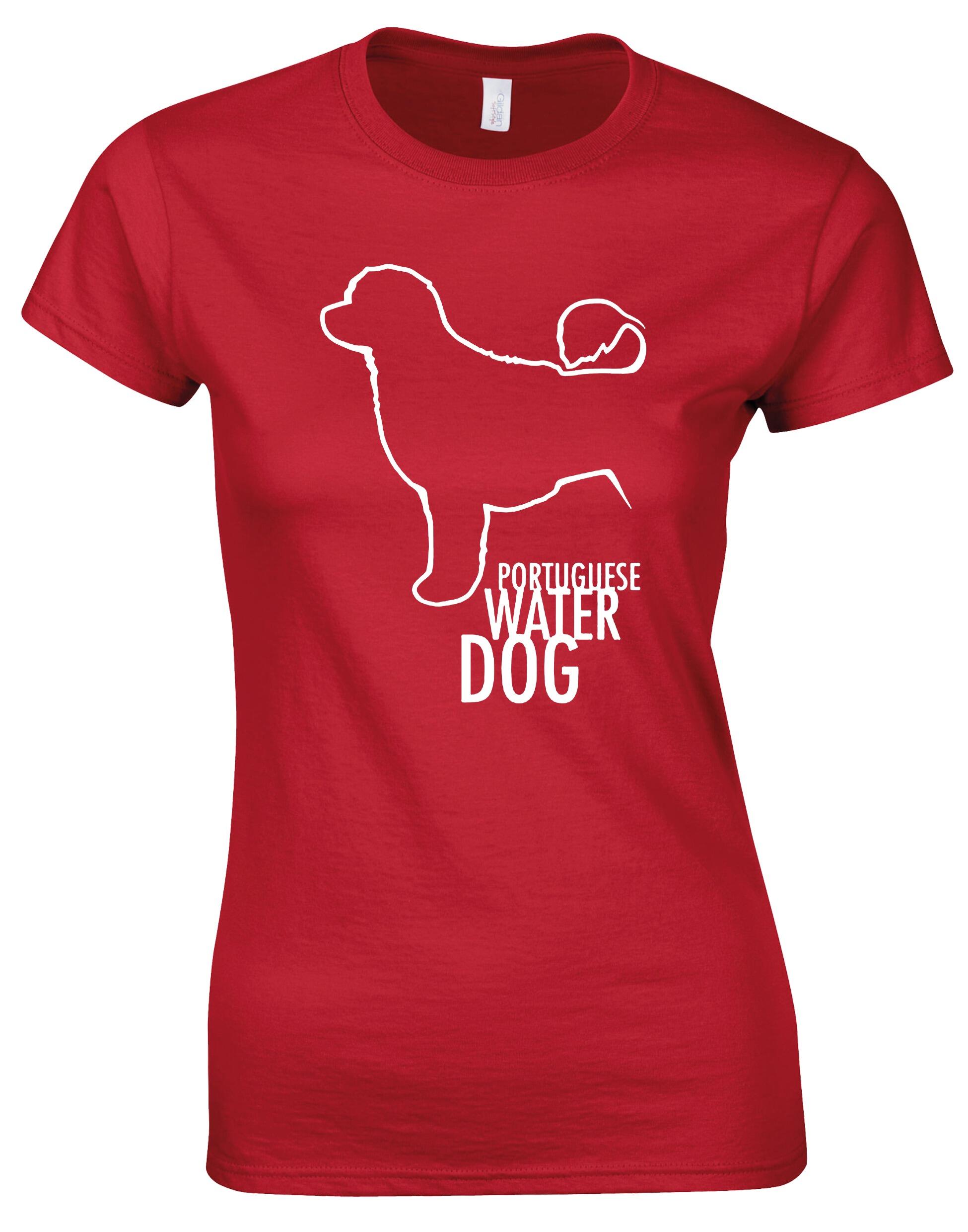 Female Portuguese Water Dog Roundneck T-shirt featuring an exclusive breed design, crafted from premium cotton for breathable, all-day comfort and a flattering feminine fit.
