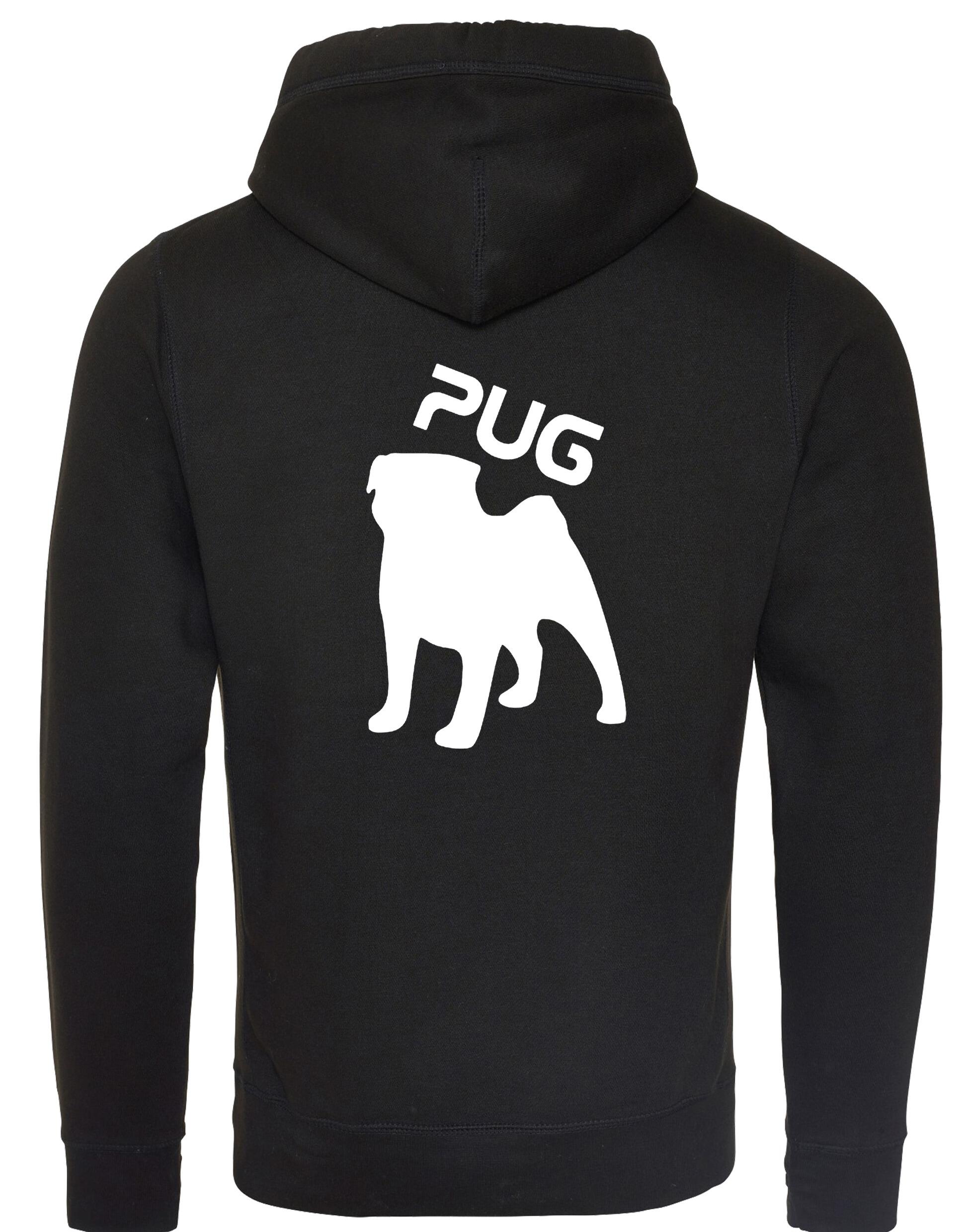 Unisex Pug (Silhouette) Crossneck Pullover Hoodie featuring exclusive silhouette artwork, crafted from premium heavy-blend fabric with a brushed fleece interior, a spacious kangaroo pocket, and a modern crossneck design for stylish comfort.