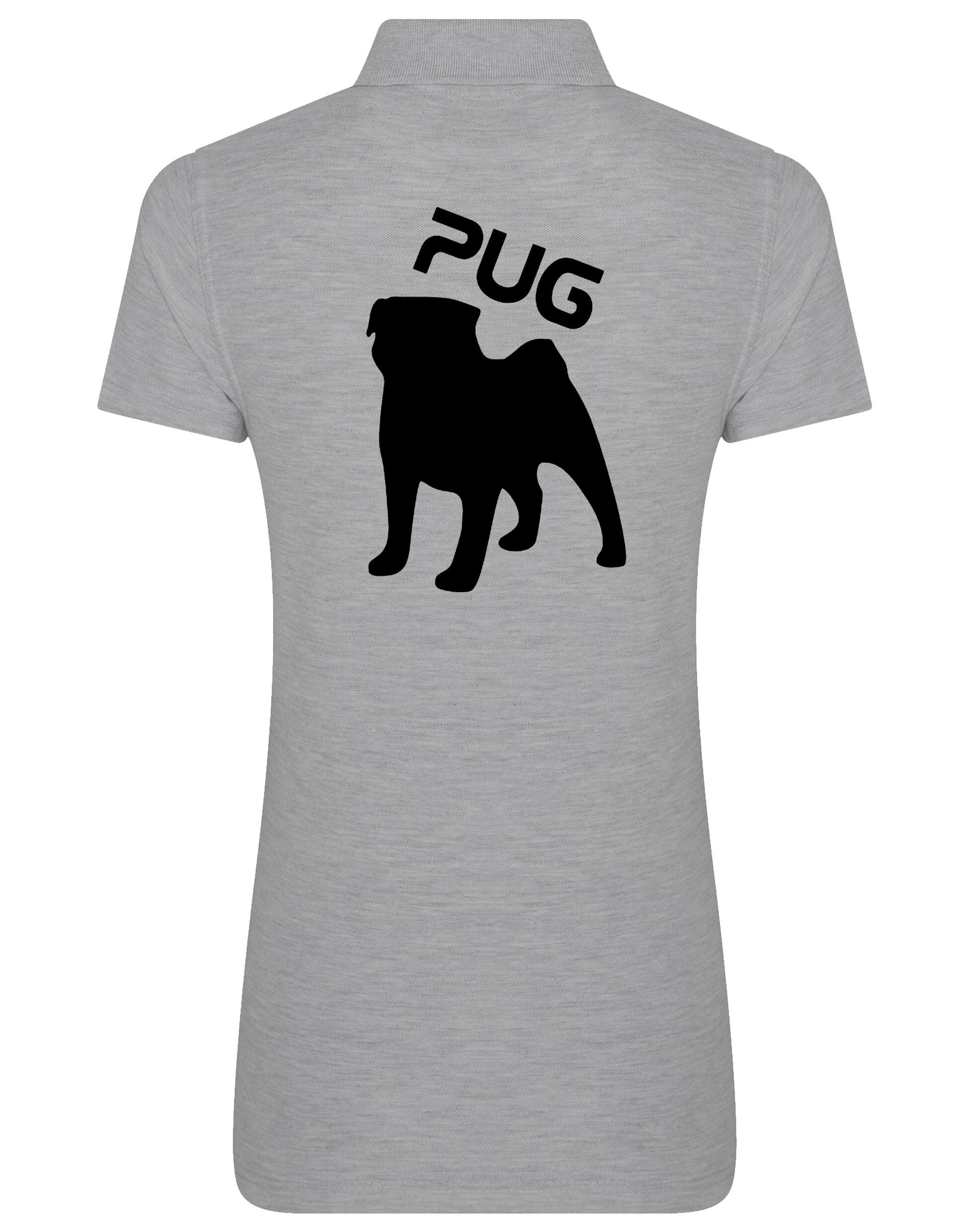 Women's Cotton Polo featuring an exclusive Pug (Silhouette) design, crafted from premium breathable cotton for all-day comfort and a flattering feminine fit, perfect for Pug enthusiasts.