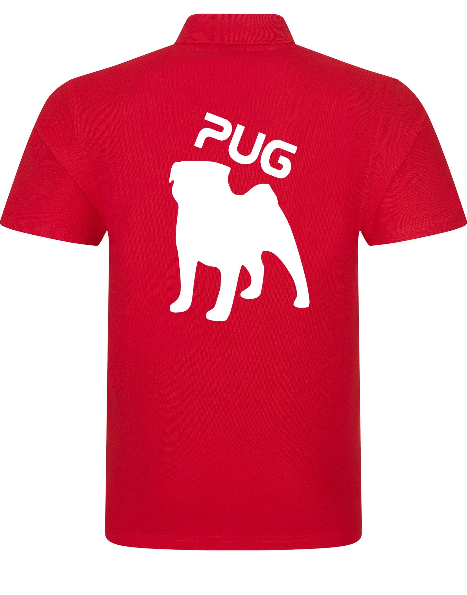 Unisex Pug (Silhouette) Cotton Polo featuring exclusive silhouette artwork, crafted from premium breathable cotton for all-day comfort and a relaxed, stylish fit, perfect for Pug enthusiasts.