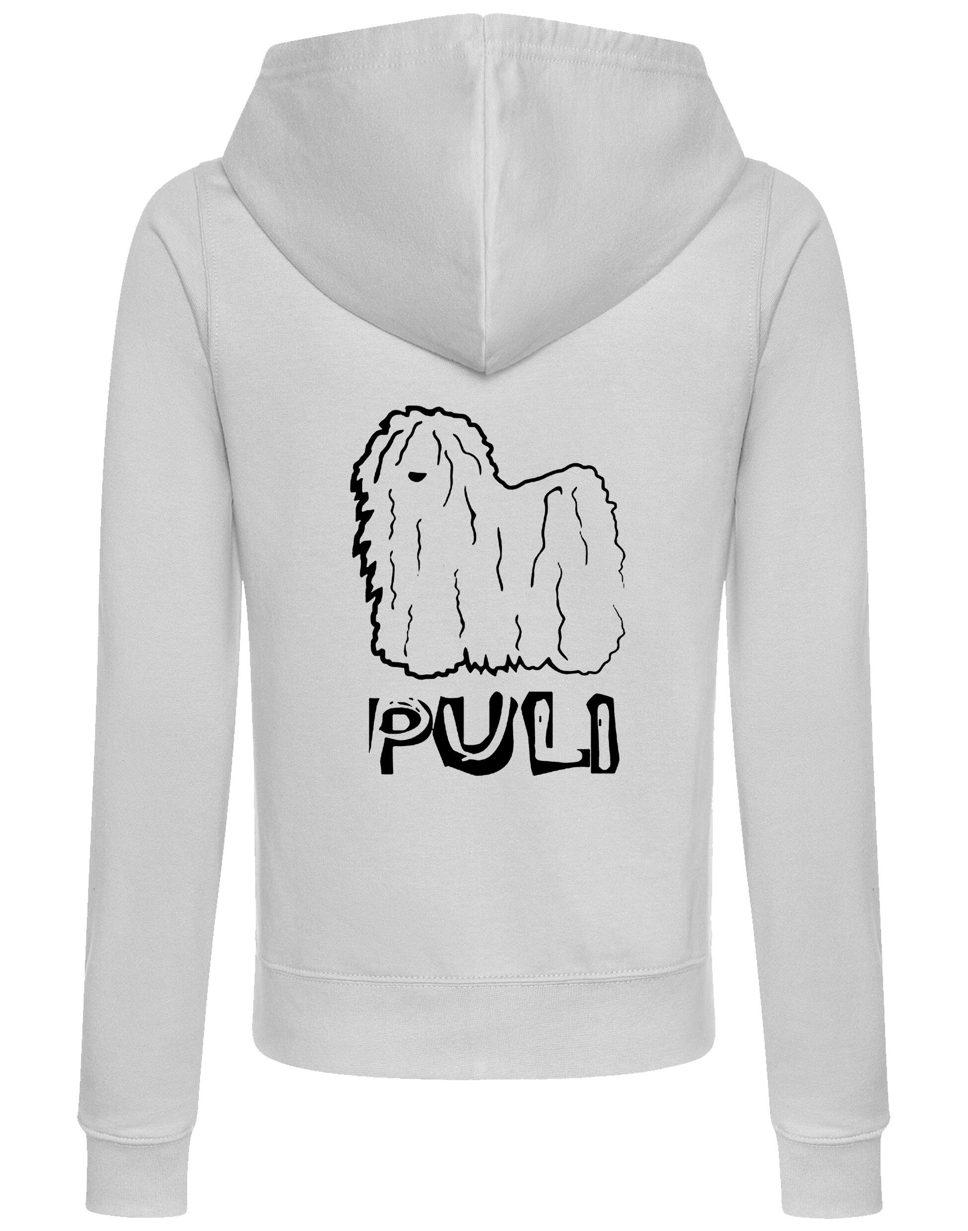 Women's Hungarian Puli Zipped Hoodie featuring exclusive breed artwork, crafted from premium breathable fabric with a cozy hood and practical front pockets for stylish, versatile outdoor wear.