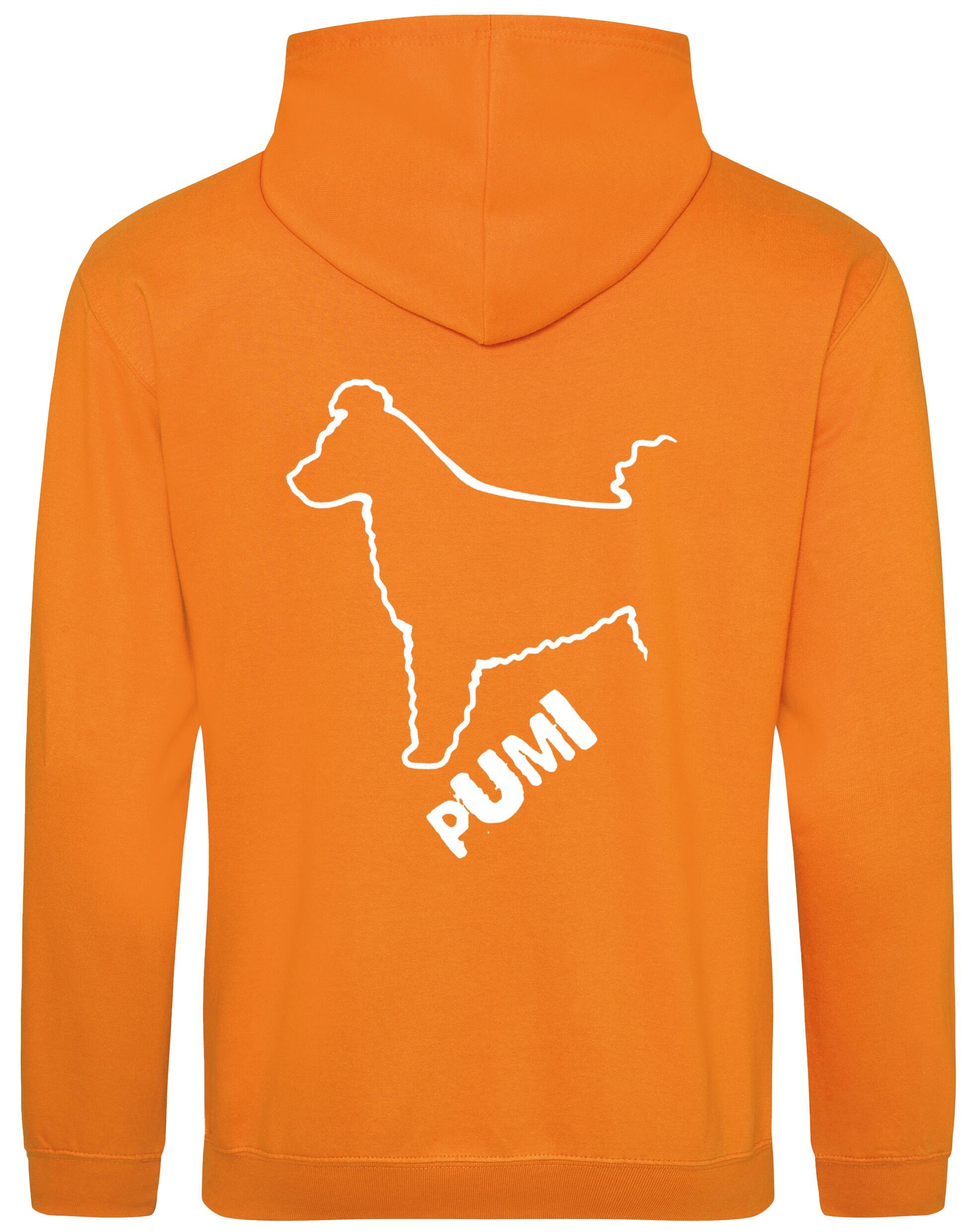 Unisex Hungarian Pumi Design Pullover Hoodie featuring exclusive breed artwork with personalization options, crafted from premium heavy-blend fabric with a cozy brushed fleece interior, ribbed cuffs, and a double-fabric hood for stylish, lasting comfort.