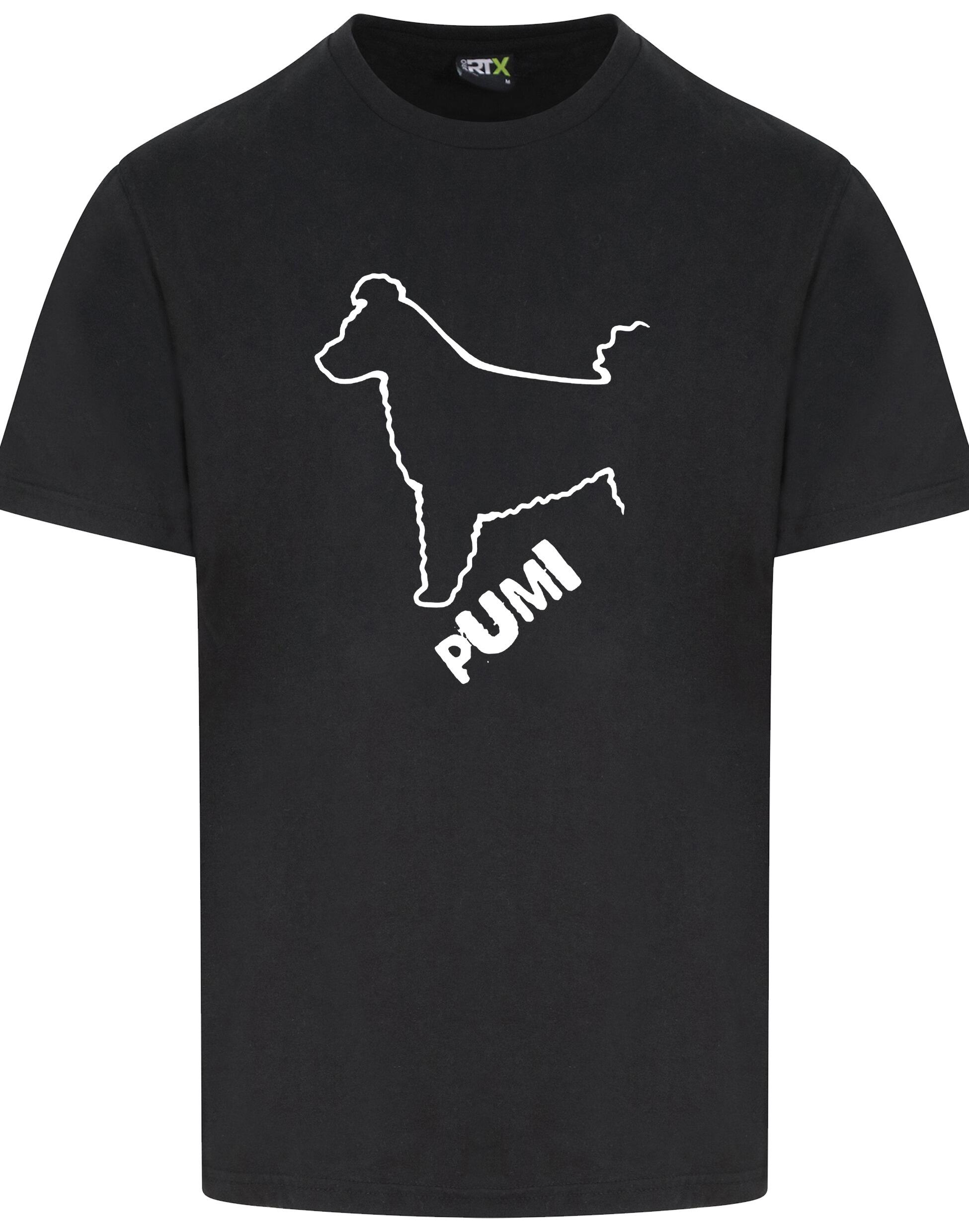 Unisex Hungarian Pumi Roundneck T-shirt featuring exclusive breed artwork, crafted from premium breathable cotton for all-day comfort and a relaxed, stylish fit, perfect for Hungarian Pumi enthusiasts.