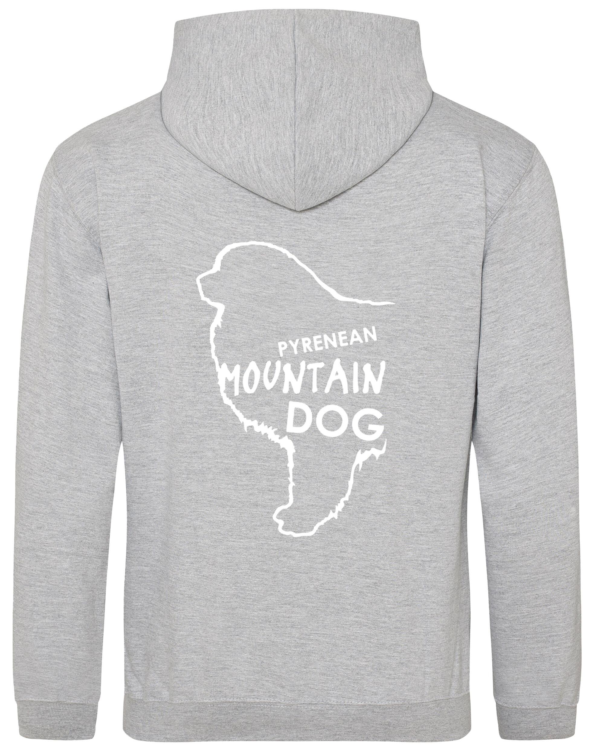Unisex Pyrenean Mountain Dog Design Pullover Hoodie featuring exclusive breed artwork with personalization options, crafted from premium heavy-blend fabric with a cozy brushed fleece interior, ribbed cuffs, and a double-fabric hood for stylish, comfortable outdoor wear.