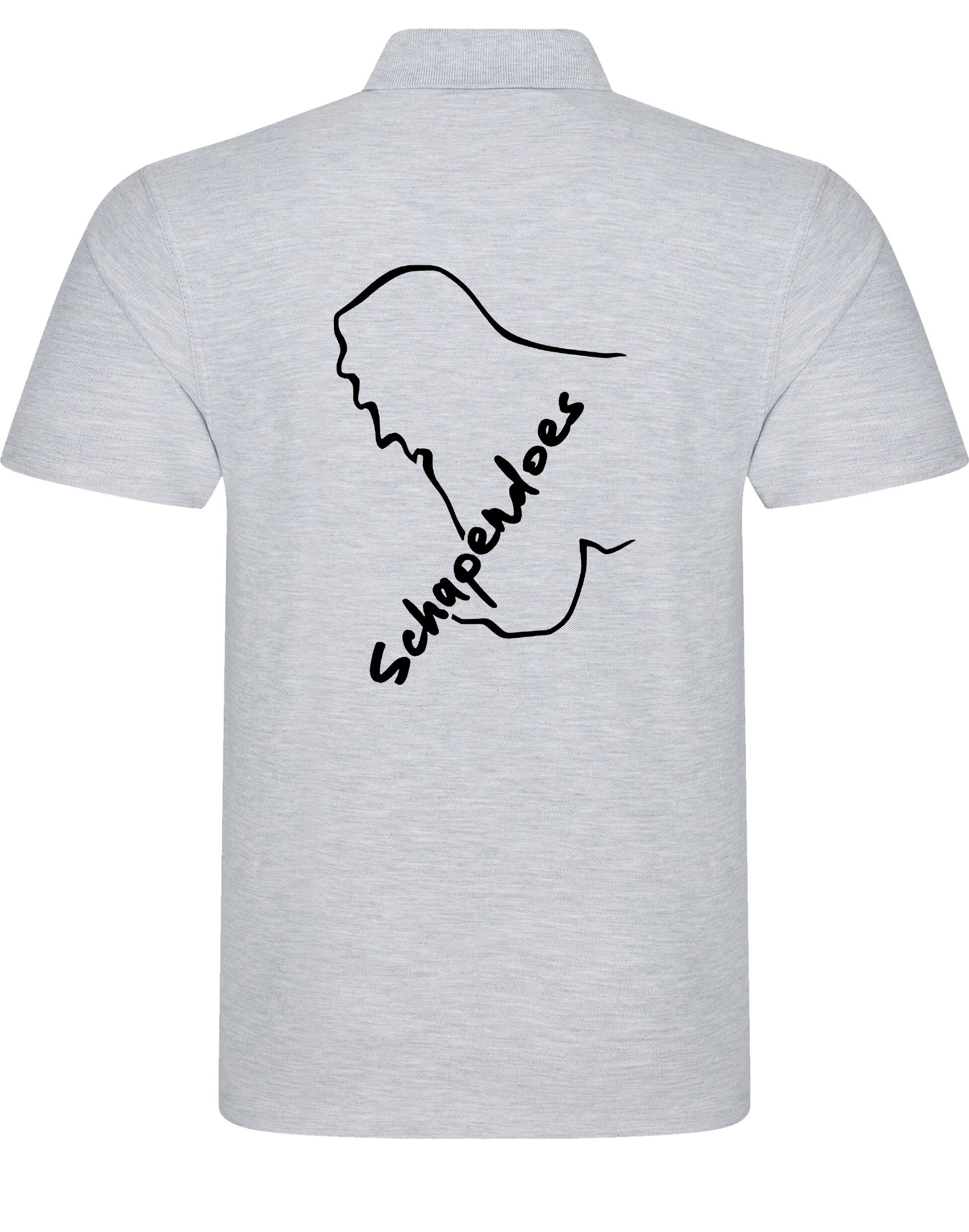 Unisex cotton polo shirt featuring exclusive Schapendoes breed design, breathable lightweight fabric, and relaxed fit – perfect for Schapendoes dog lovers.