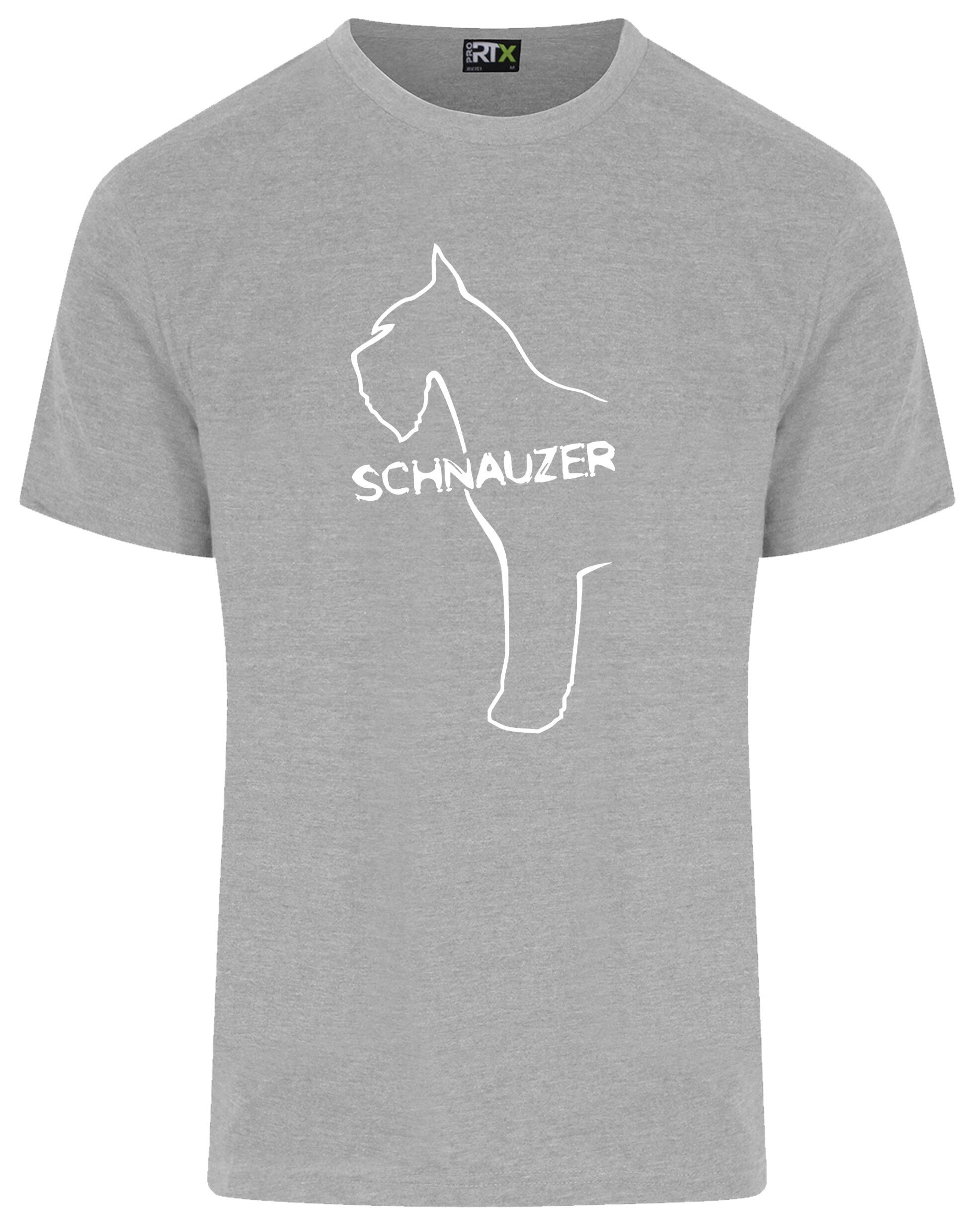 Schnauzer Unisex Roundneck T-shirt featuring exclusive breed design on the front. Soft cotton fabric with relaxed fit, perfect for Schnauzer dog lovers.