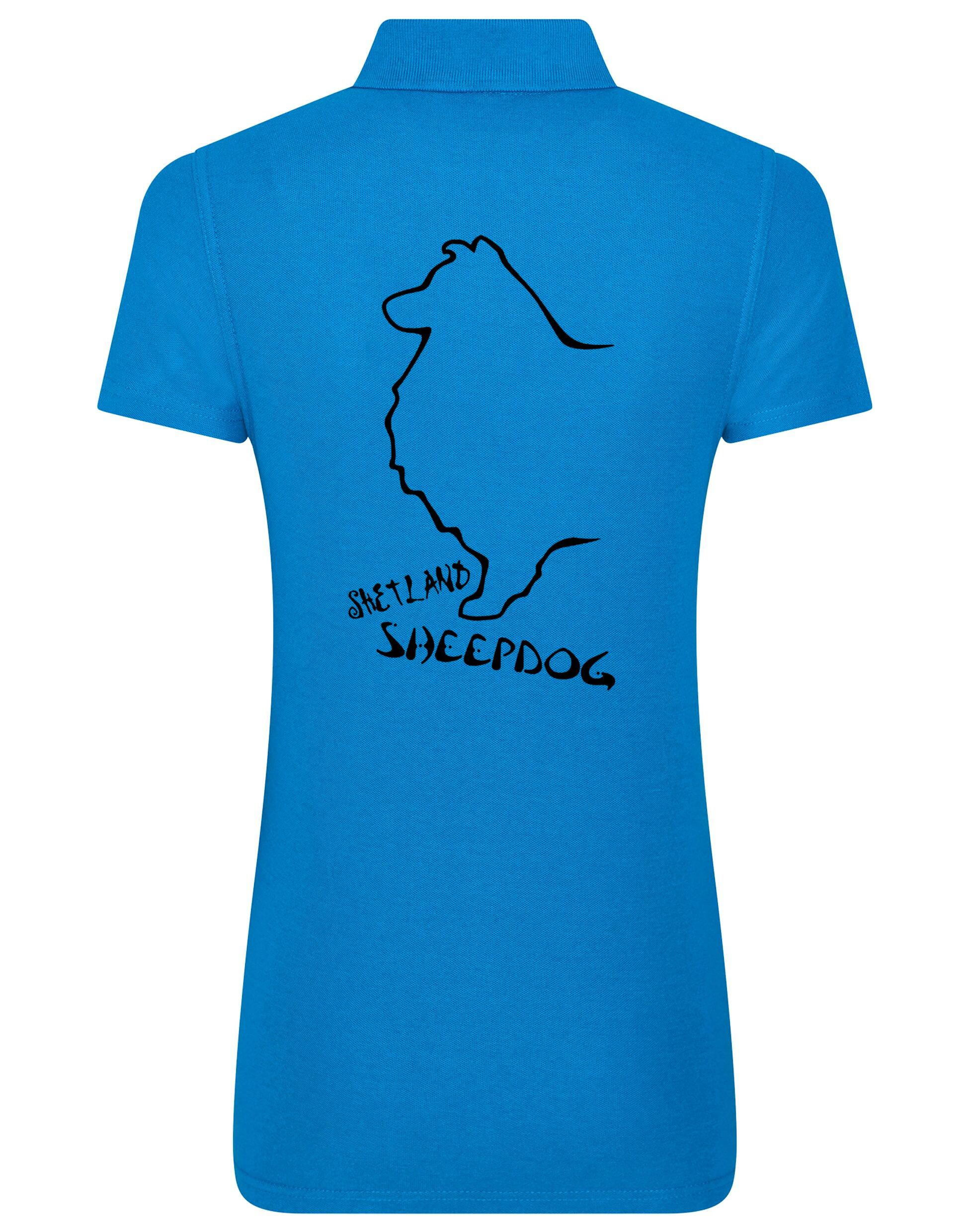 Women’s Cotton Polo featuring exclusive Shetland Sheepdog artwork on the back