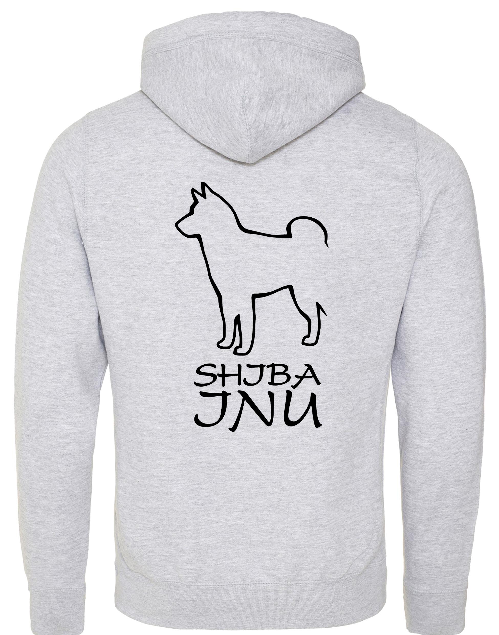 Unisex crossneck pullover hoodie with exclusive Shiba Inu artwork on the back, featuring a fleece-lined interior, kangaroo pocket, and ribbed cuffs – a cozy and stylish choice for breed lovers.