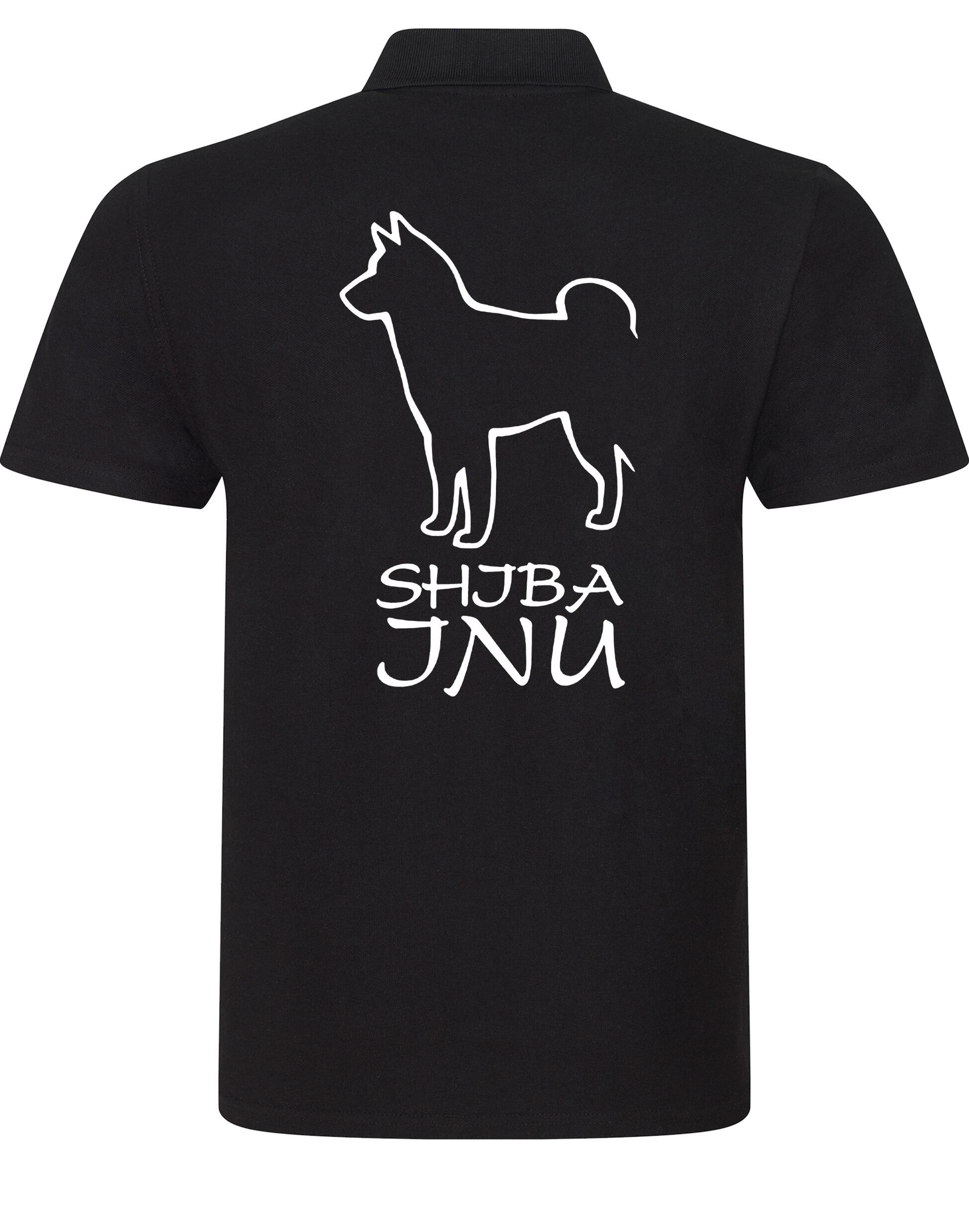 Unisex cotton polo shirt with exclusive Shiba Inu design on the back, made from lightweight breathable fabric with a relaxed fit, perfect for casual wear, dog events, or everyday outings.