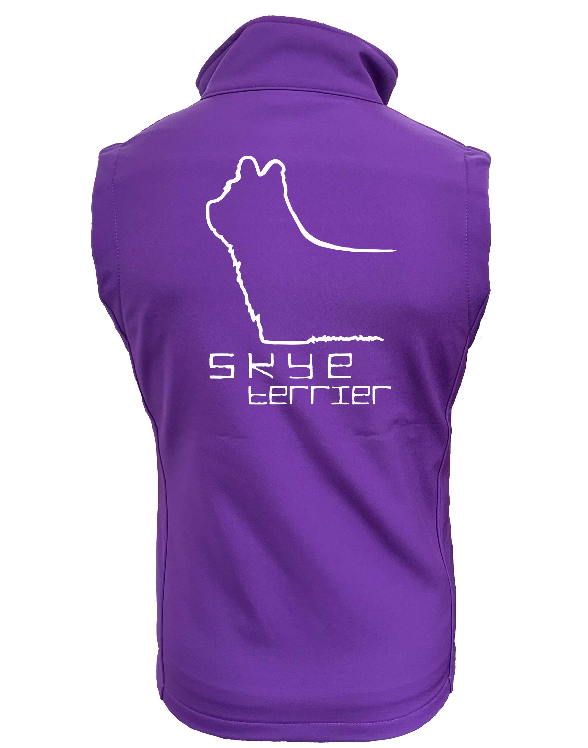 Unisex softshell jacket featuring detailed Skye Terrier artwork on the back, designed with water-resistant fabric and fleece lining—perfect for outdoor wear, dog events, and breed enthusiasts.