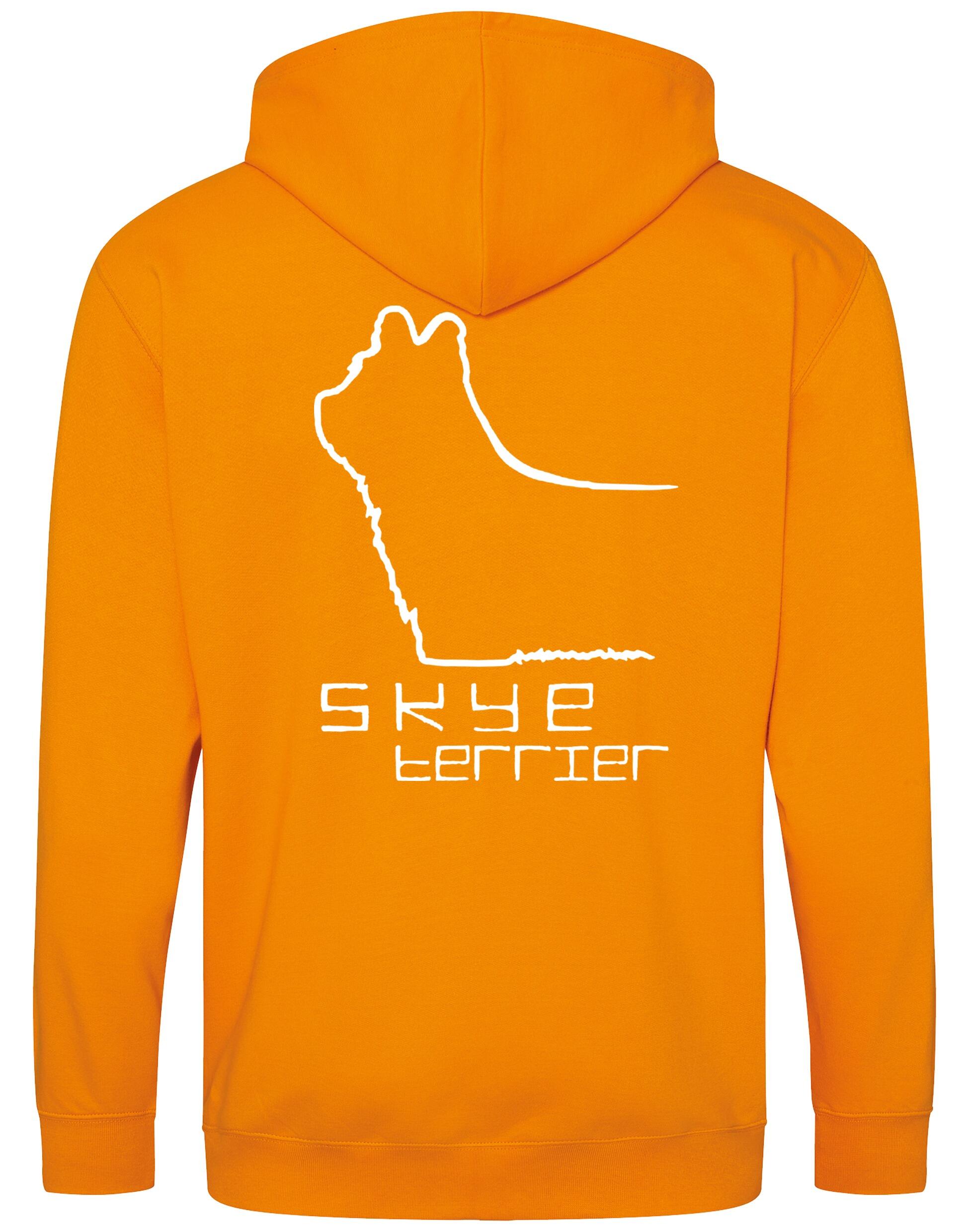 Unisex zipped hoodie with exclusive Skye Terrier design on the back and paw prints on the front, complete with double-fabric hood and front pockets. A warm, stylish piece for Skye Terrier lovers, perfect for dog shows, outdoor walks, or everyday comfort.