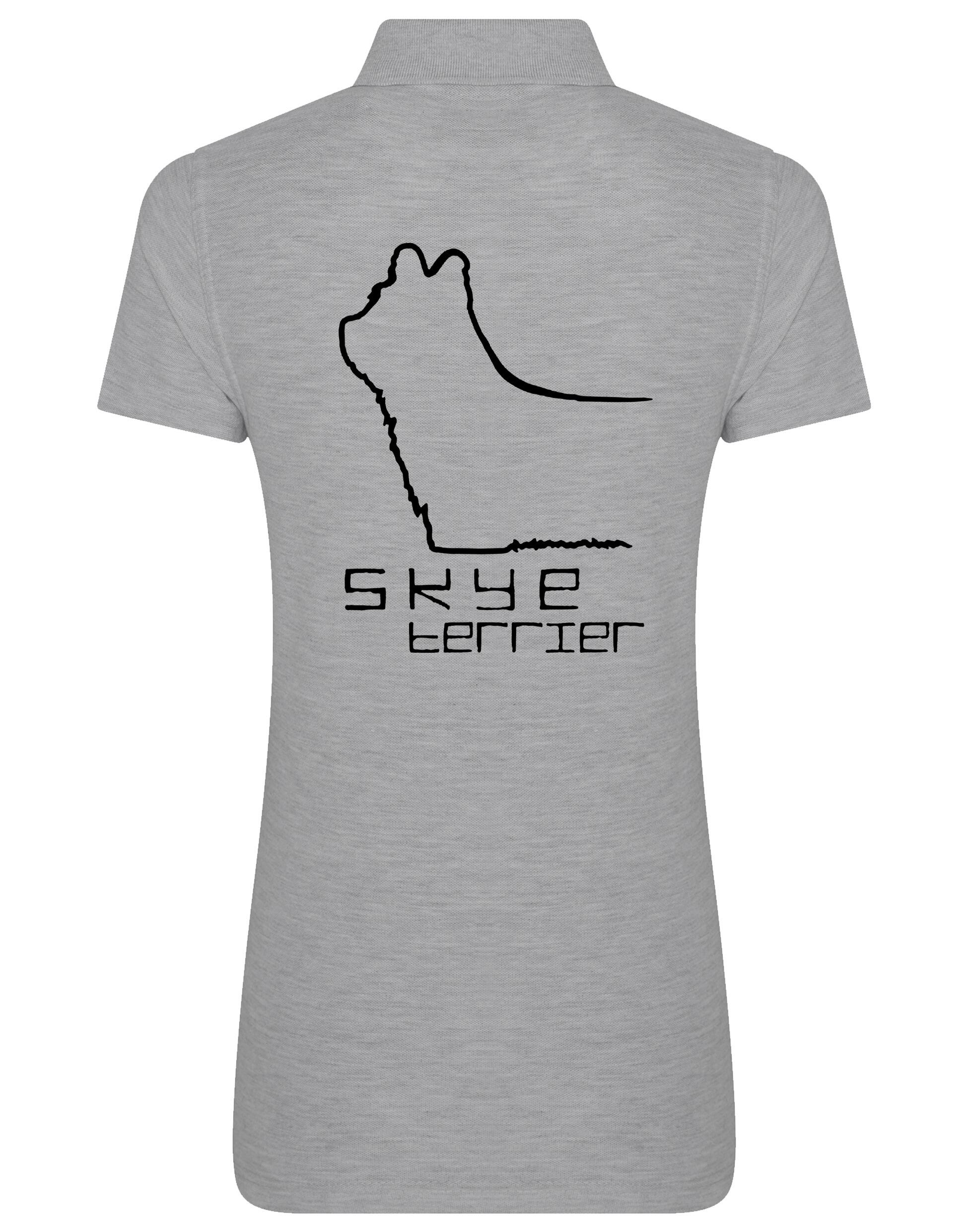 Women’s cotton polo featuring exclusive Skye Terrier artwork on the back. Soft and breathable with a flattering feminine fit, perfect for casual outings, dog shows, or breed club events.