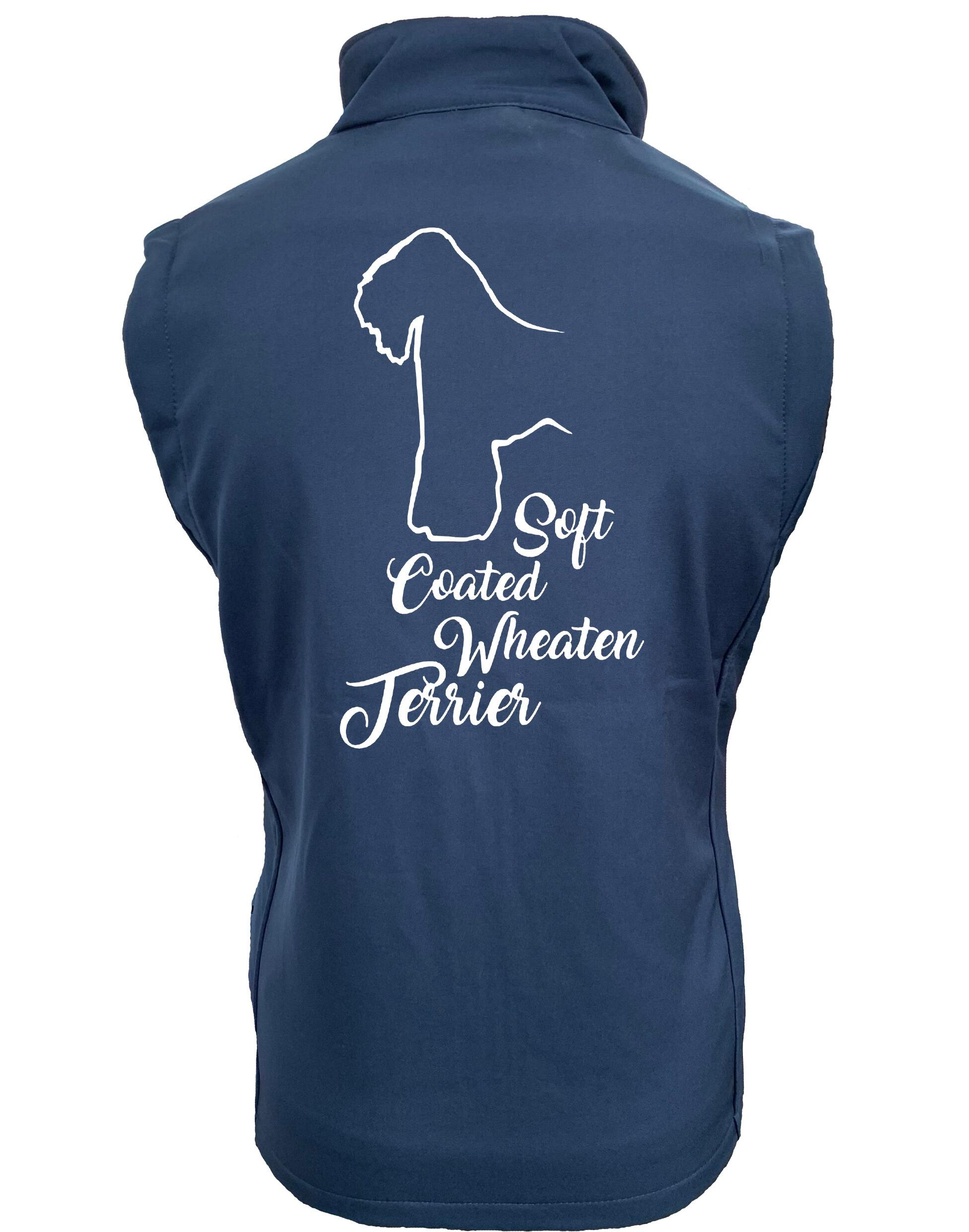 Unisex softshell gilet with Soft Coated Wheaten Terrier artwork, fleece-lined and water-resistant, perfect for outdoor wear