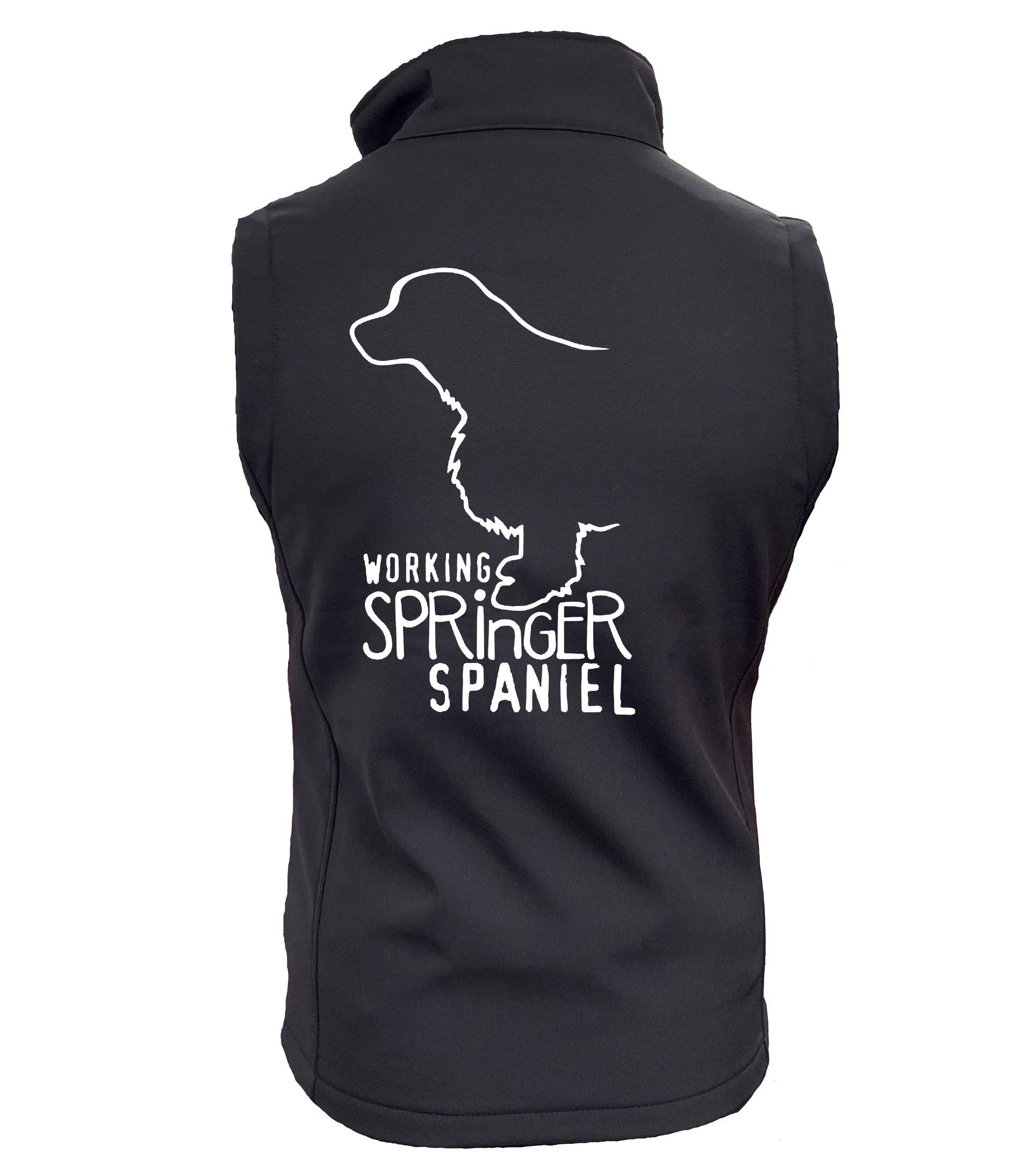 Working Springer Spaniel Dog Breed Design Softshell Gilet Full Zipped Women's & Men's Styles