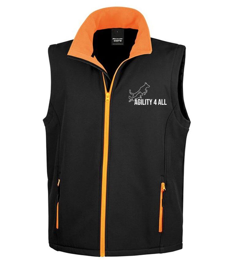 Agility 4 All Official Clothing Black/Orange Male Softshell Gilet