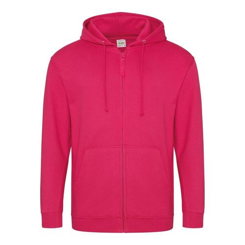 Plain Hot Pink Zipped Hoodie