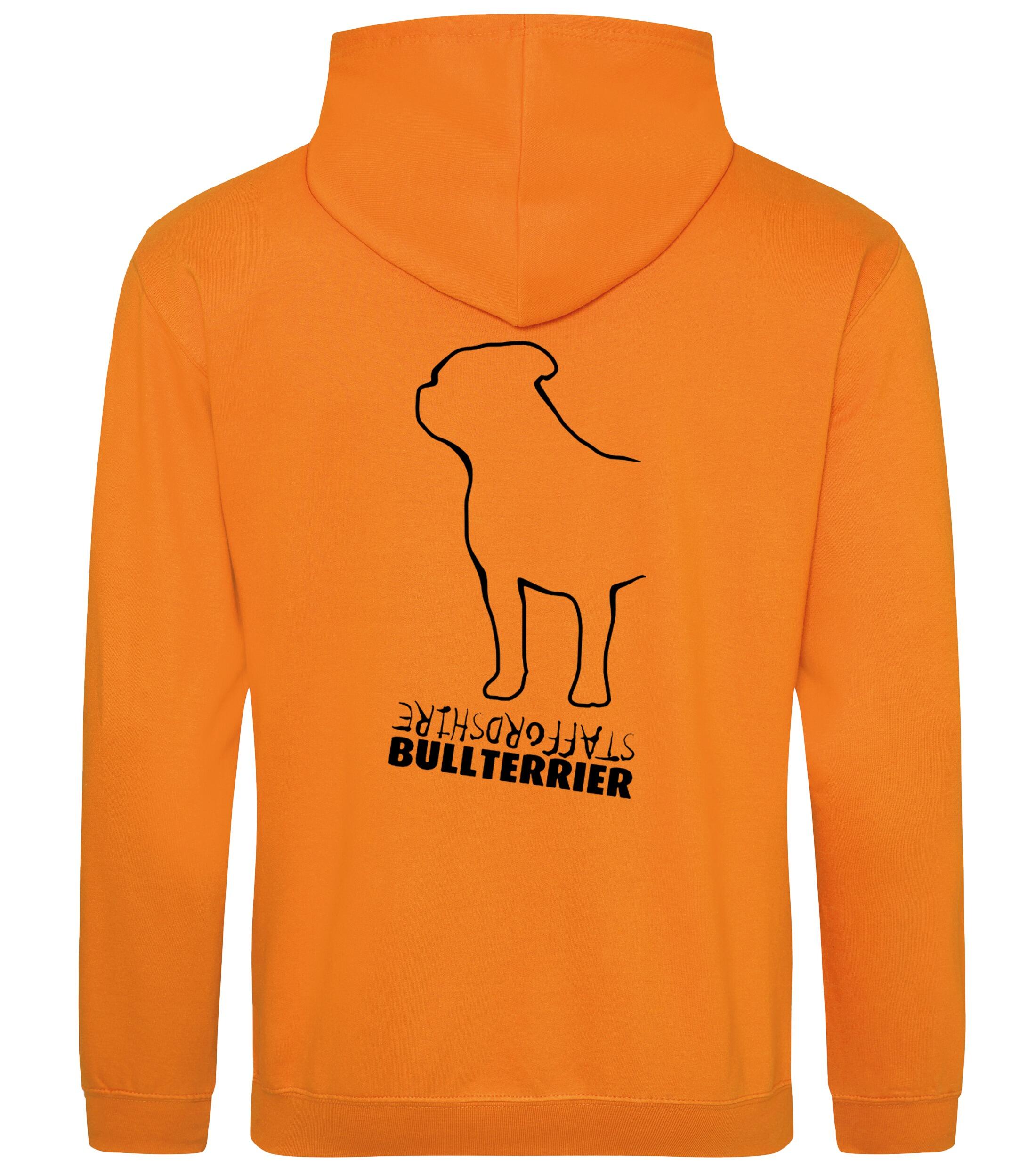 Unisex Staffordshire Bullterrier Pullover Hoodie Orange Crush (Black)