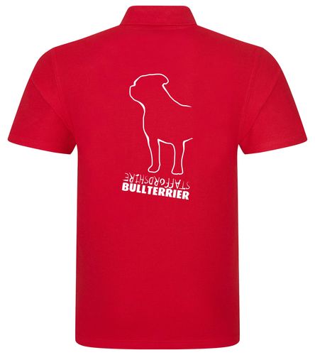 Unisex Staffordshire Bullterrier Polo Shirt Red (White)
