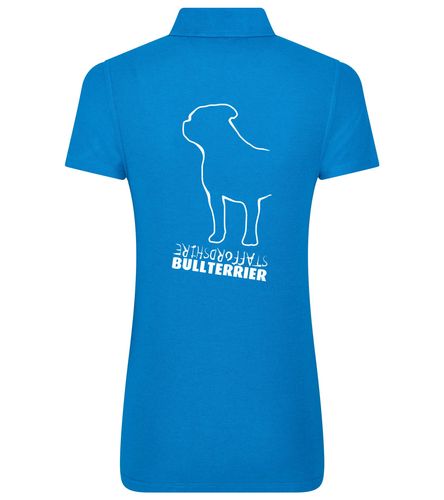 Female Staffordshire Bullterrier Polo Shirt Sapphire Blue (White)