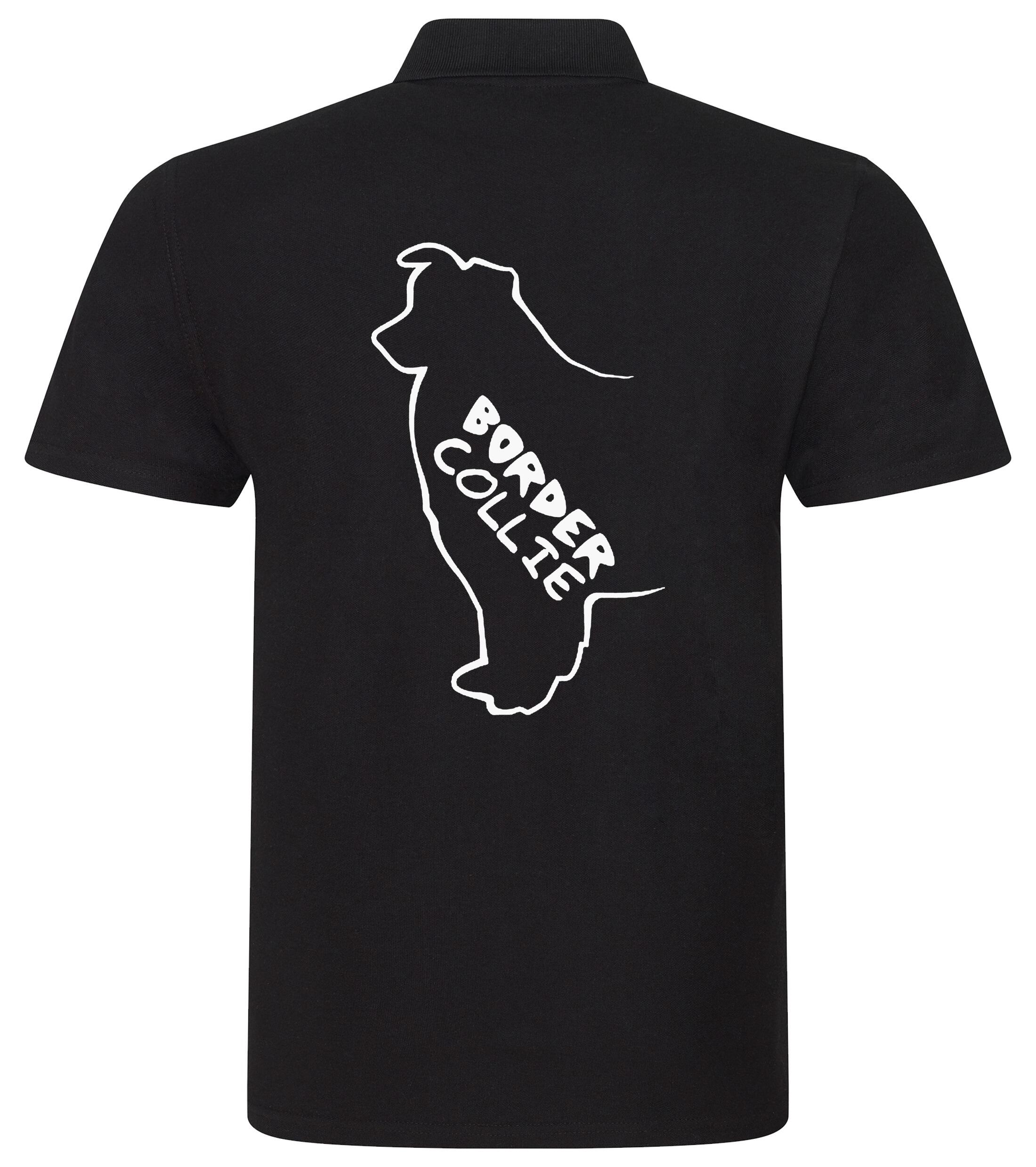 Unisex Border Collie Polo Shirt Black (White)