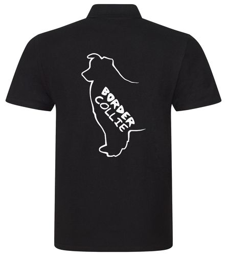 Unisex Border Collie Polo Shirt Black (White)