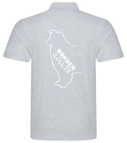 Unisex Border Collie Polo Shirt Heather Grey (White)