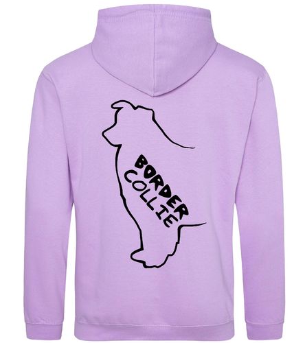 Unisex Border Collie Pullover Hoodie Lavender (Black)