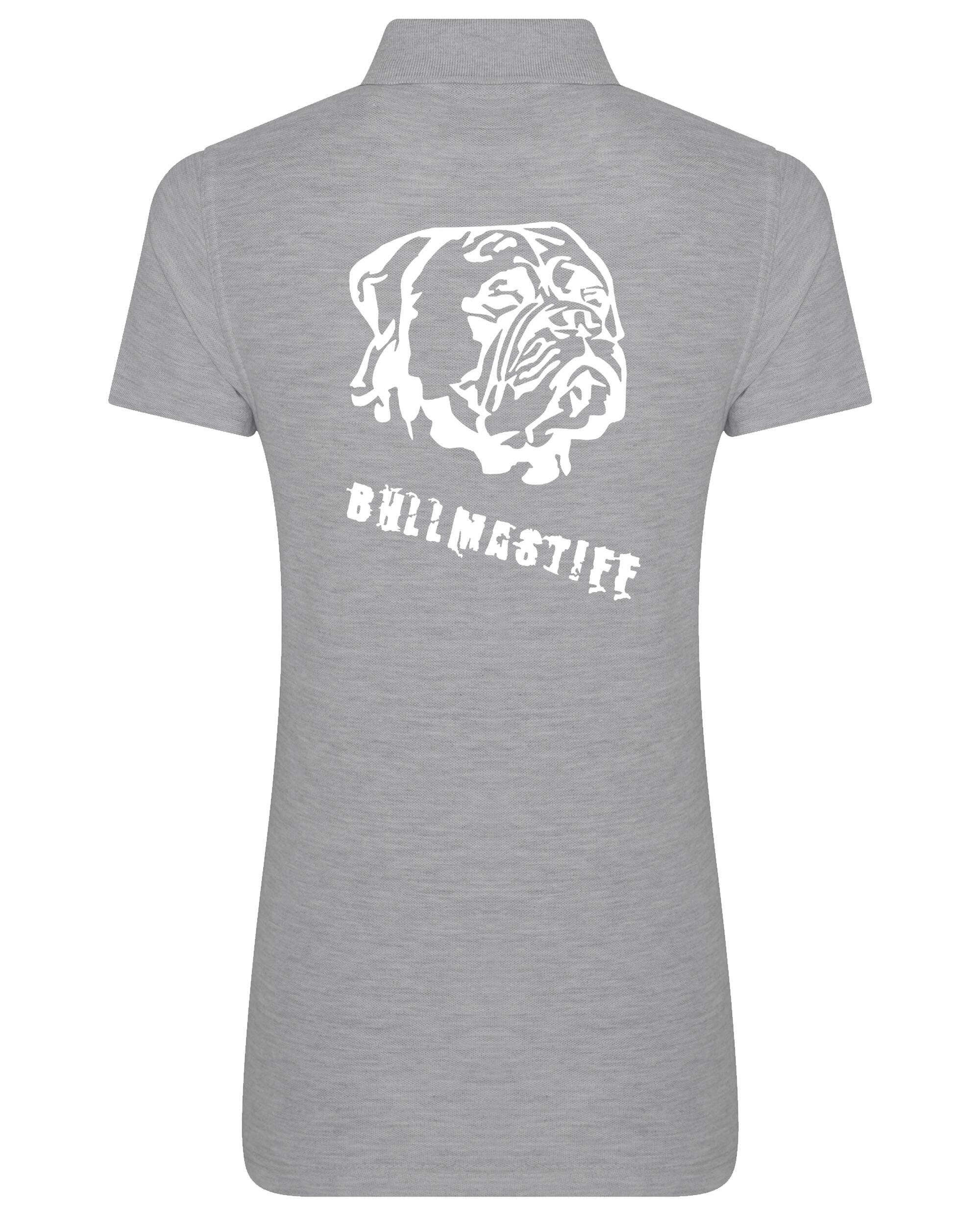 Female Bullmastiff (Head) Polo Shirt Heather Grey (White)