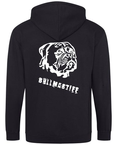 Unisex Bullmastiff Zipped Hoodie Black (White)