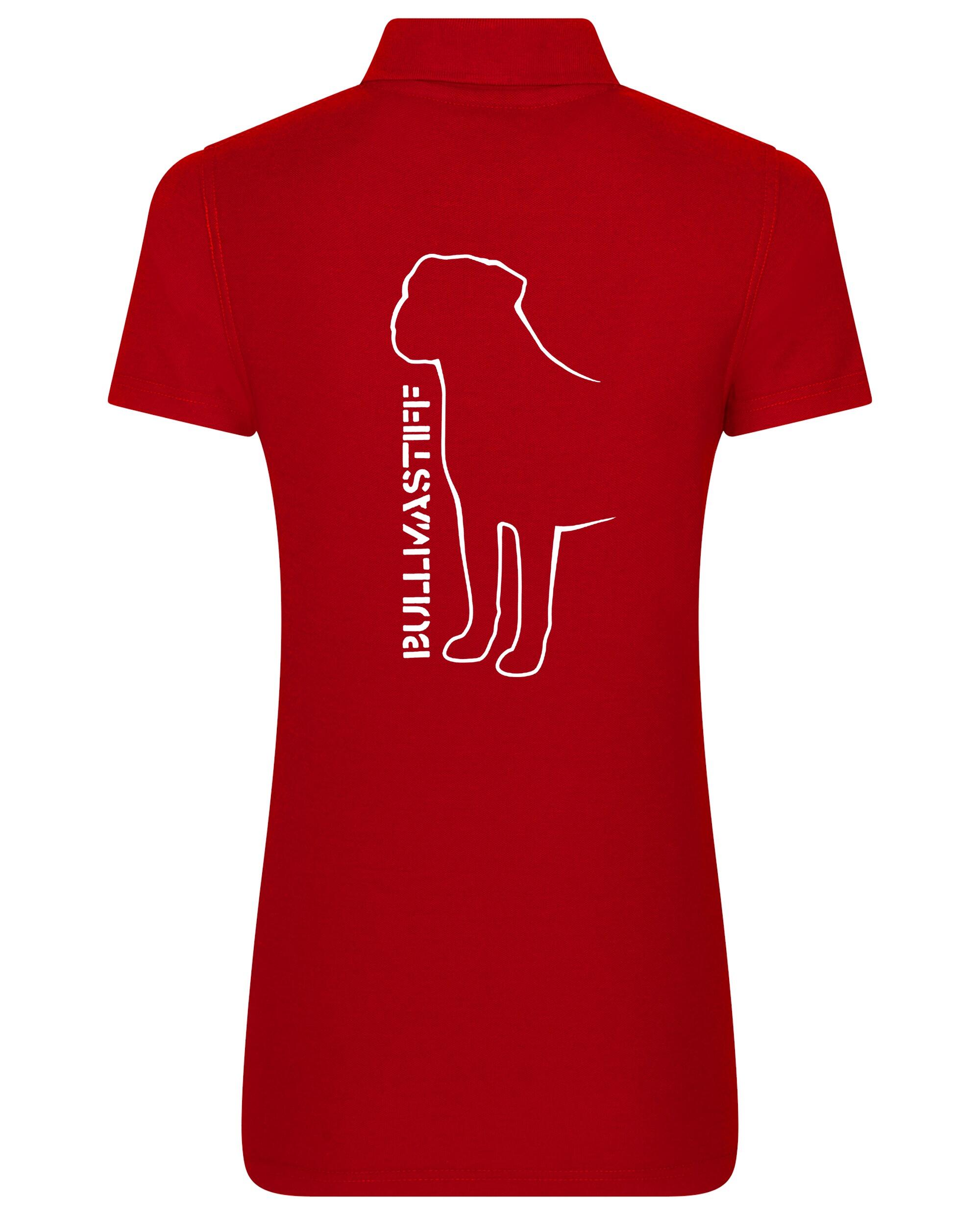 Female Bullmastiff (Standing) Polo Shirt Red (White)