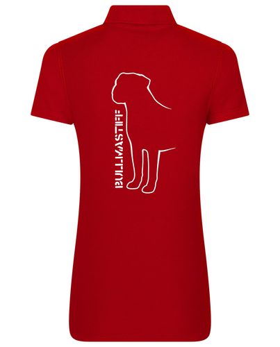Female Bullmastiff (Standing) Polo Shirt Red (White)