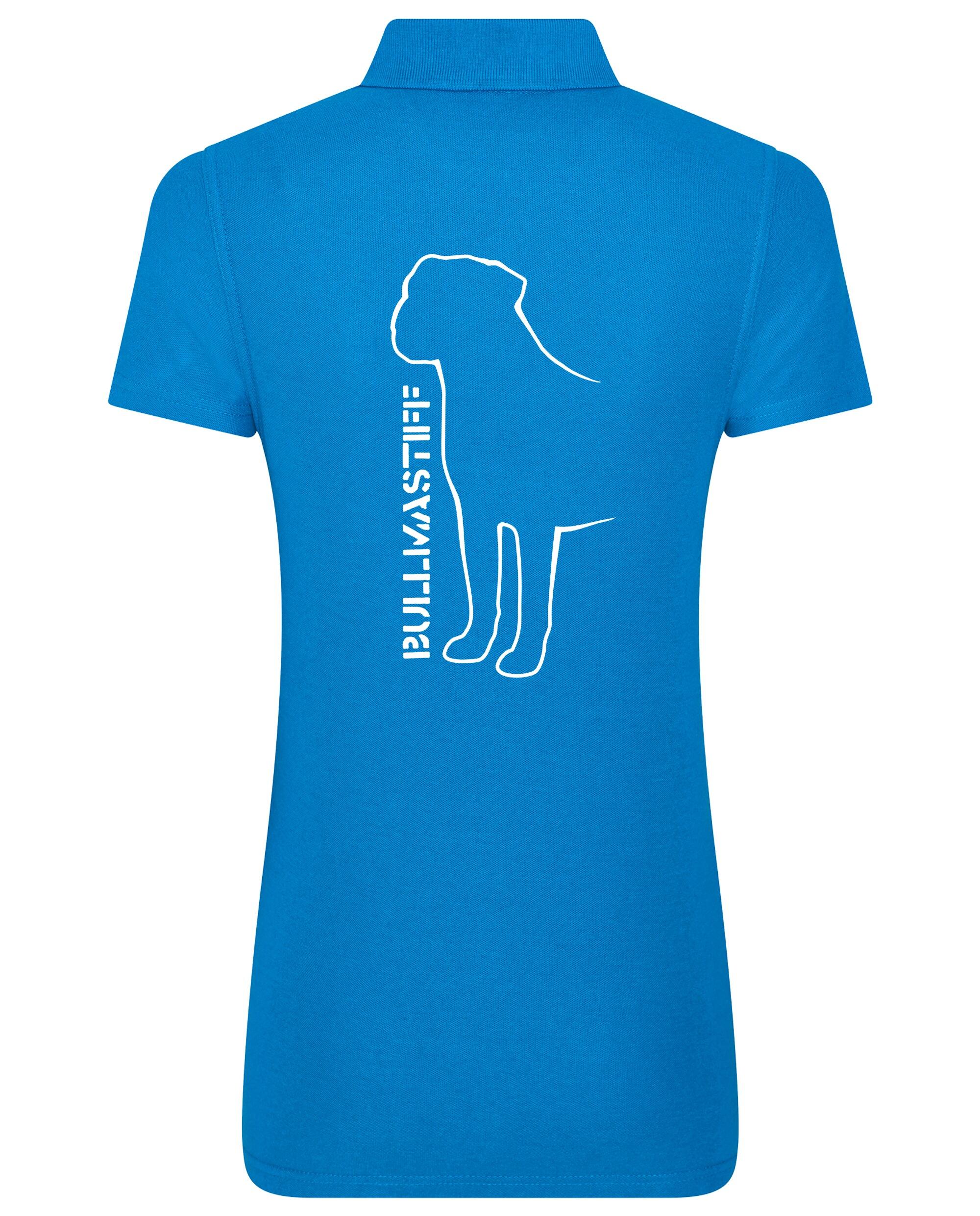 Female Bullmastiff (Standing) Polo Shirt Sapphire Blue (White)