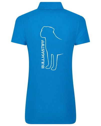 Female Bullmastiff (Standing) Polo Shirt Sapphire Blue (White)