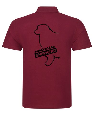 Unisex Australian Shepherd Polo Shirt Burgundy (Black)