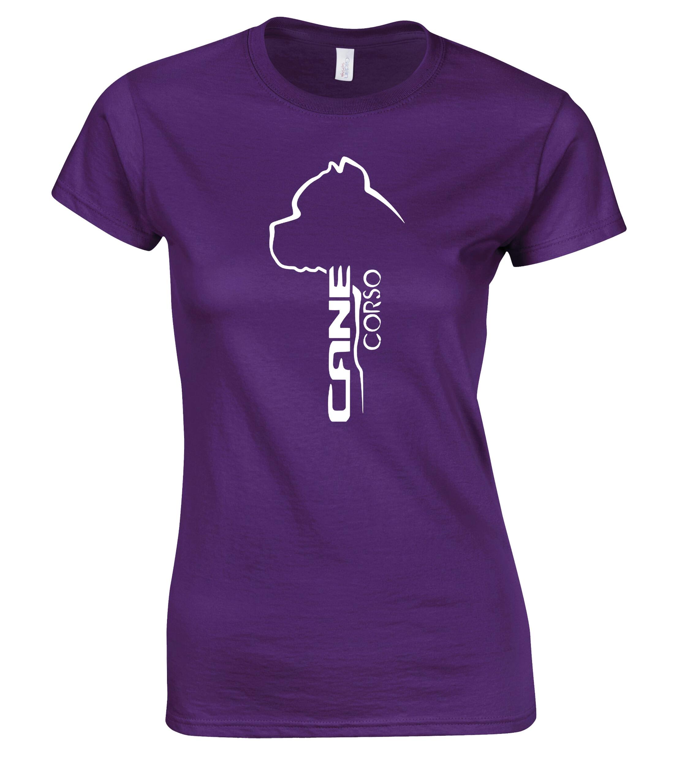 Female Cane Corso Roundneck T-Shirt Purple (White)